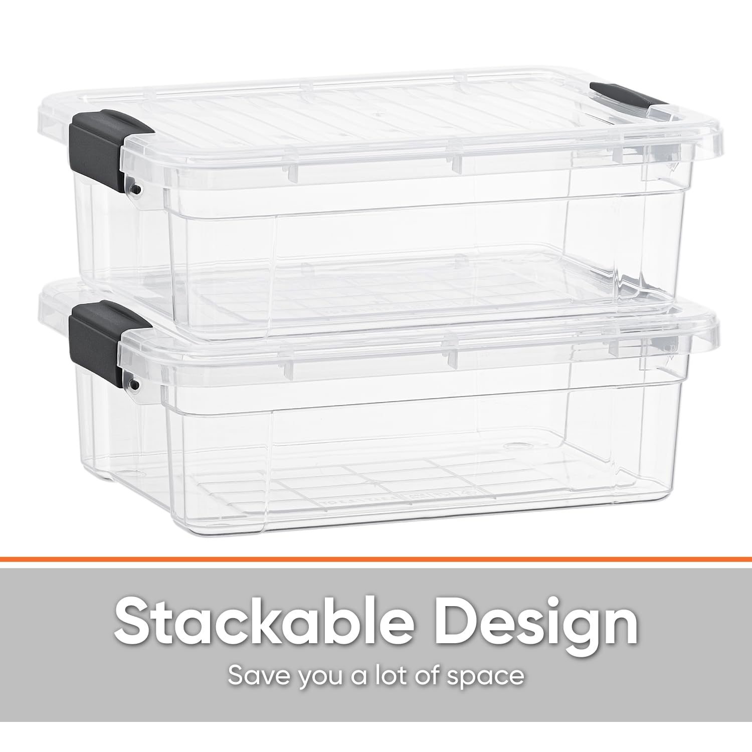 Superior Clear Plastic Storage Bins with Lids - 2 Pack 4.5 Qt Stackable Organizing Containers | BPA Free & Odor Free | Perfect for Home, Dorm, Pantry & Closet Organization | Space Saving Storage Solution