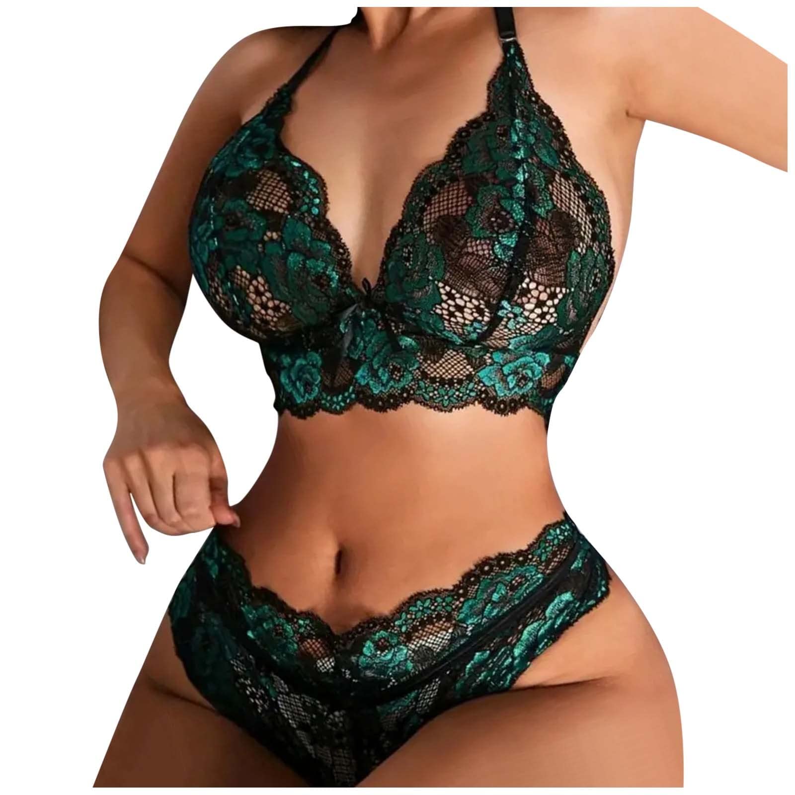 Sexy Lace Lingerie Set for Women - 2 Piece Bra & Panty Set with Robe - Comfortable & Supportive for Big Bust - Perfect for Valentine's Day, Honeymoon & Romantic Nights