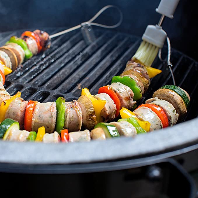 Big Green Egg Flexible Wire Skewers - Set of 2 Stainless Steel BBQ Grilling Skewers for Vegetables, Meat & Seafood - Perfect for Outdoor Cooking, Camping & Backyard Grilling