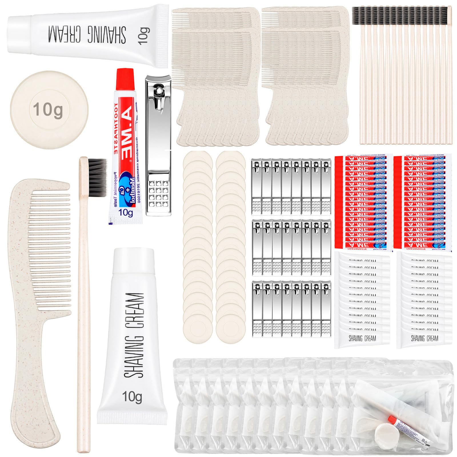 50 Sets Disposable Travel Toiletry Kit - Hotel Hygiene Essentials with Toothbrush, Toothpaste, Comb & Soap | Perfect for Travel, Hotels, Homeless Shelters & Camping Trips