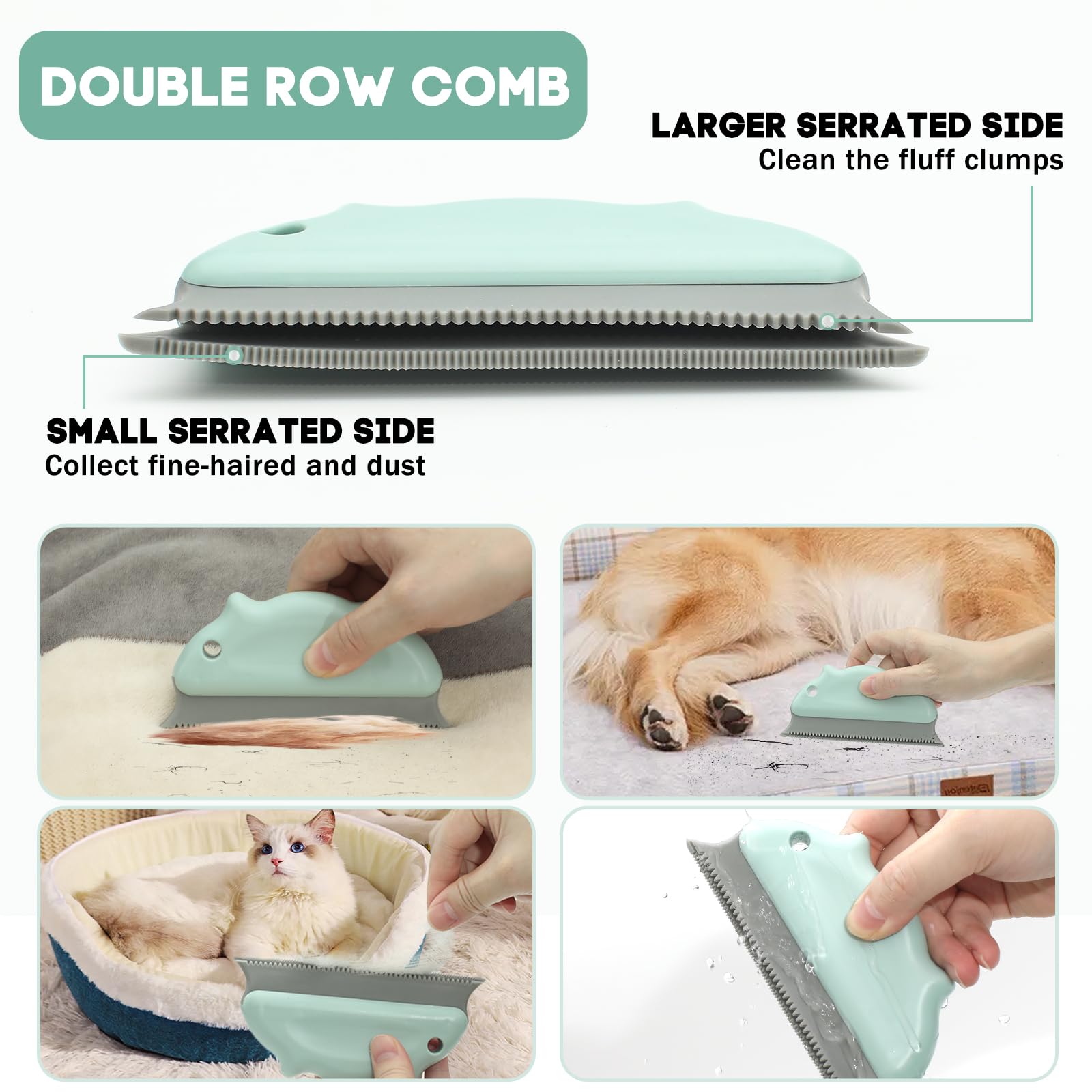 4-Pack Pet Hair Remover for Couch & Furniture - Reusable Dog & Cat Hair Removal Tool for Carpet, Blanket, Clothes, Bedding, Car Mat - Portable Lint Brush for Home & Car Cleaning (Perfect for Pet Owners & Allergy Sufferers)