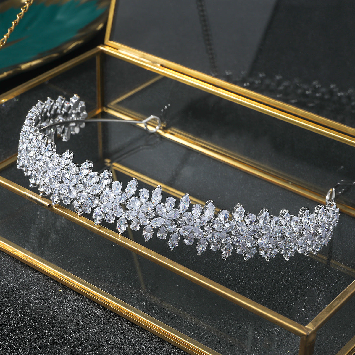 Handmade Crystal Bridal Headband with 3A Zirconia - Elegant Wedding Hair Accessories for Women | Perfect for Bridal Parties, Prom & Special Occasions