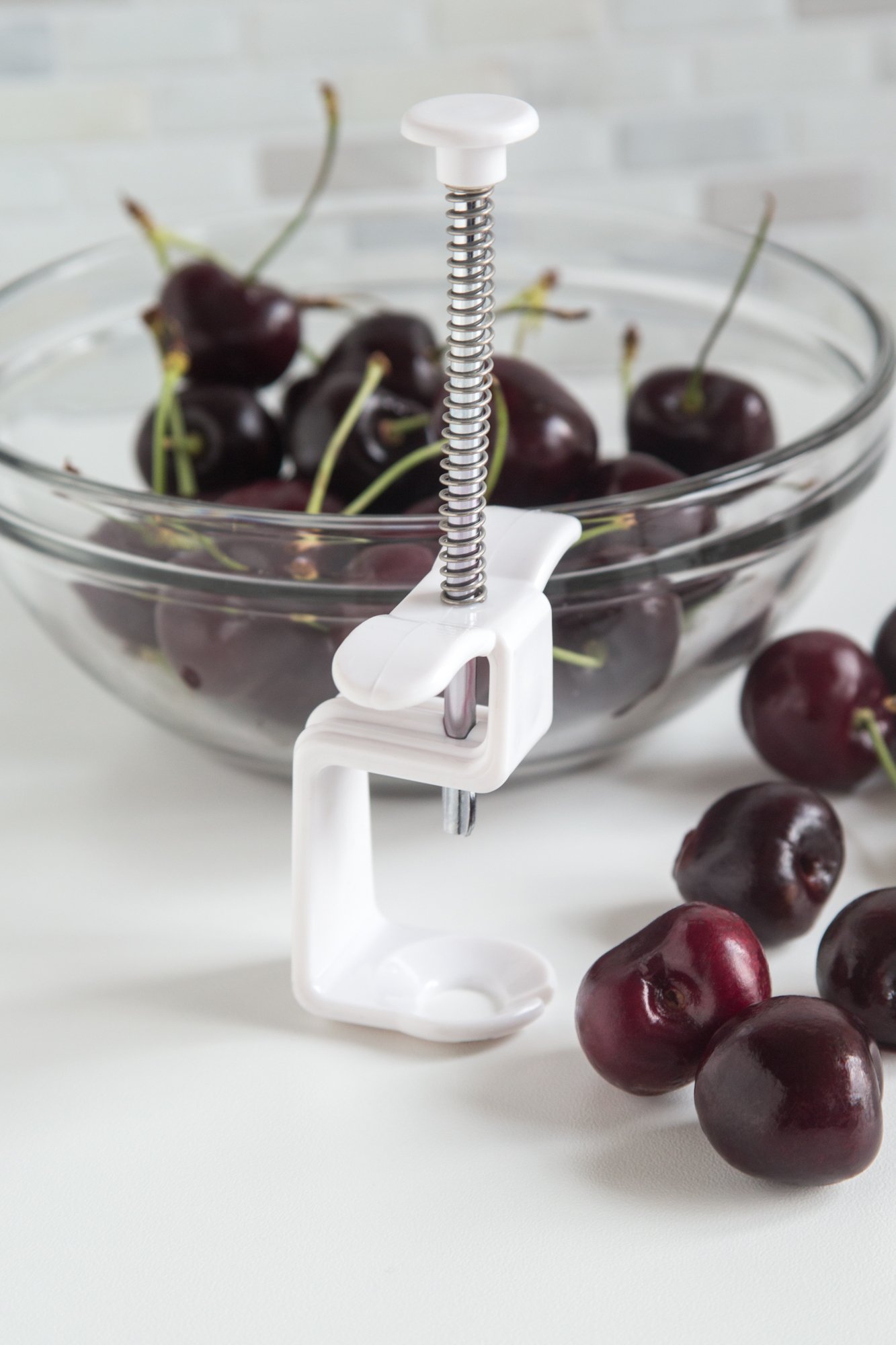 Fox Run Cherry and Olive Pitter - Stainless Steel & Plastic Fruit Pit Remover Tool - Easy to Use for Home Kitchen, Baking, Canning, and Preserving