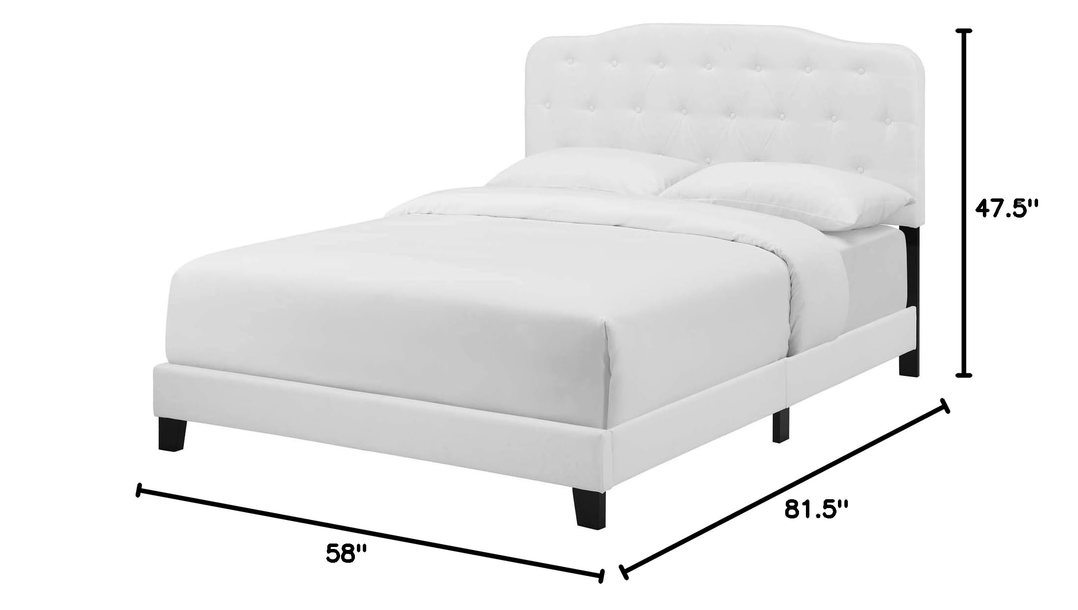 Modern Contemporary Urban Design White Fabric Platform Bed Frame for Stylish Minimalist Bedrooms