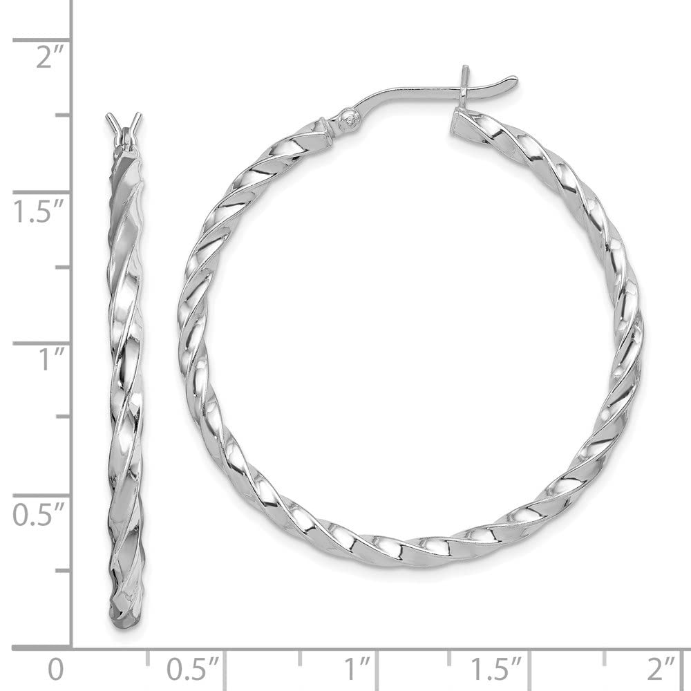 Diamond2Deal 925 Sterling Silver Twist Hoop Earrings for Women - 1.42 Inch Length, 1.57 Inch Width - Hypoallergenic Fashion Jewelry for Everyday Wear, Parties & Gifts