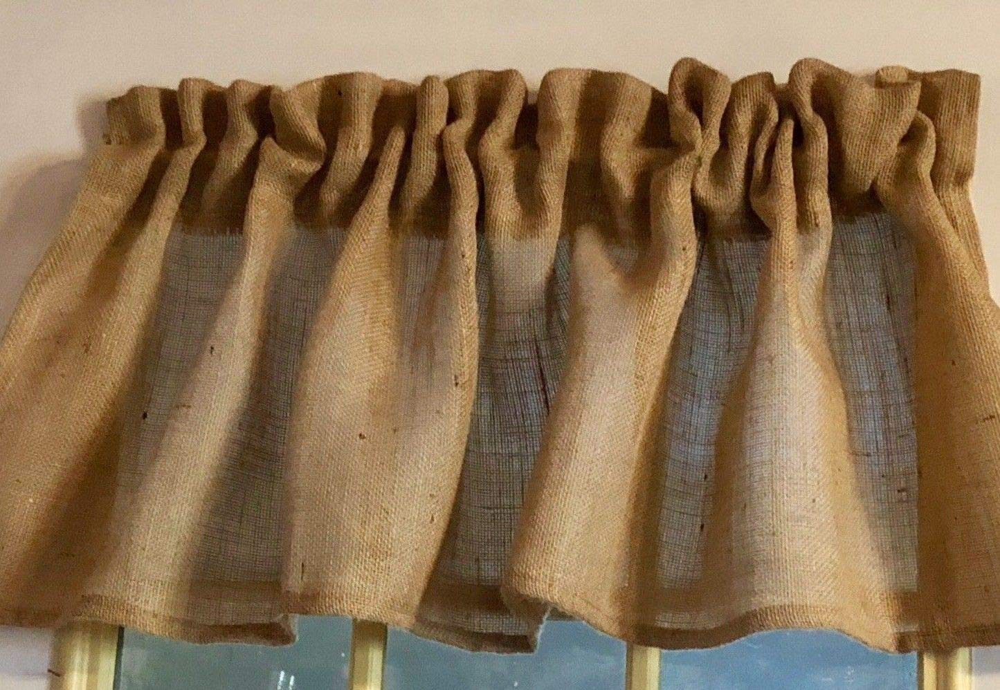 Burlap Curtain Valance 52x15 - Eco-Friendly Potato Bag Decor for Farmhouse Style