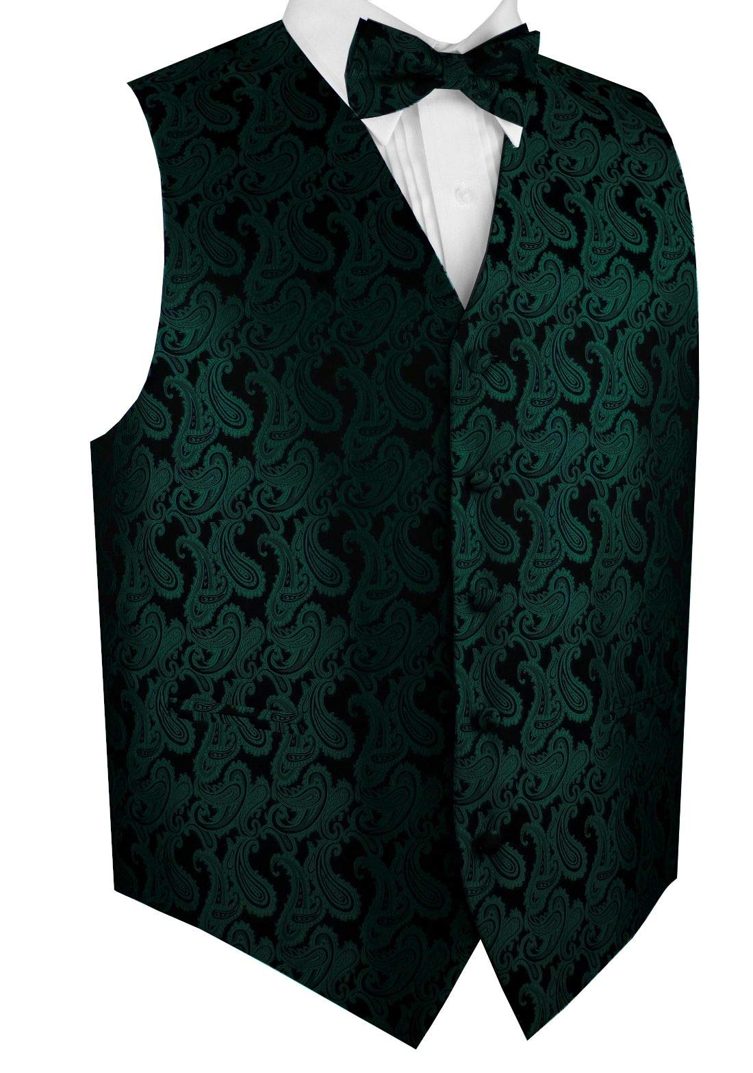 Men's Formal Tuxedo Vest Set with Bow Tie & Pocket Square - Elegant Paisley Design for Prom, Wedding & Special Occasions | Perfect for Grooms, Best Men & Formal Events