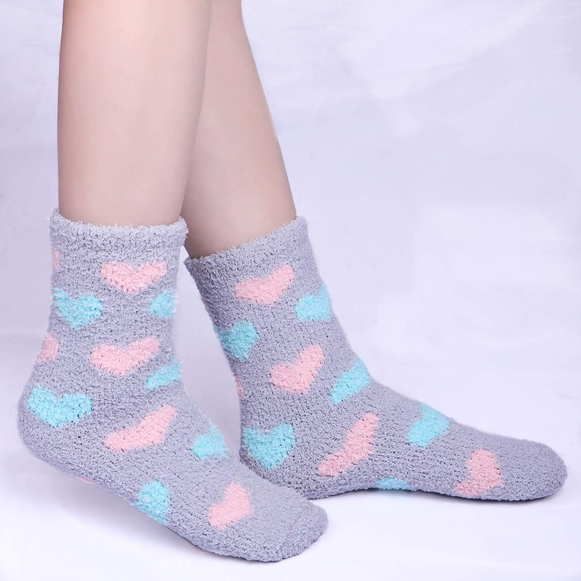 JaosWish Women's Cozy Fuzzy Socks - 6 Pairs Ultra Soft Fluffy Plush Socks for Sleeping, Winter & Christmas Gifts - Warm Comfortable House Socks for Women & Girls