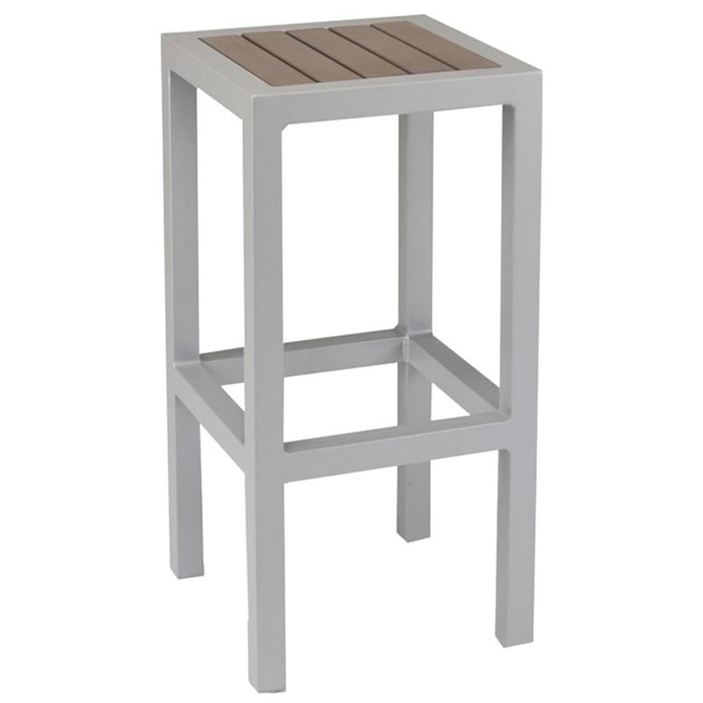 Premium Napa Aluminum Patio Bar Stool - Silver & Gray Outdoor Bar Height Stool for Backyard, Poolside & Garden Seating