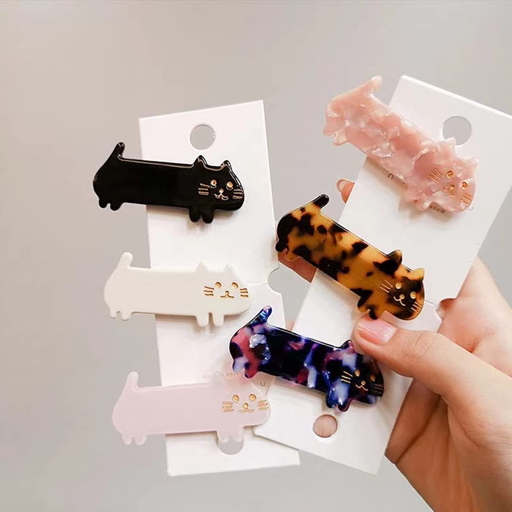 8Pcs Cute Kitty Hair Clips - Fashionable Cat Acrylic Hair Barrettes for Girls, Women, Teens & Students - Perfect for School, Parties & Daily Hair Accessories