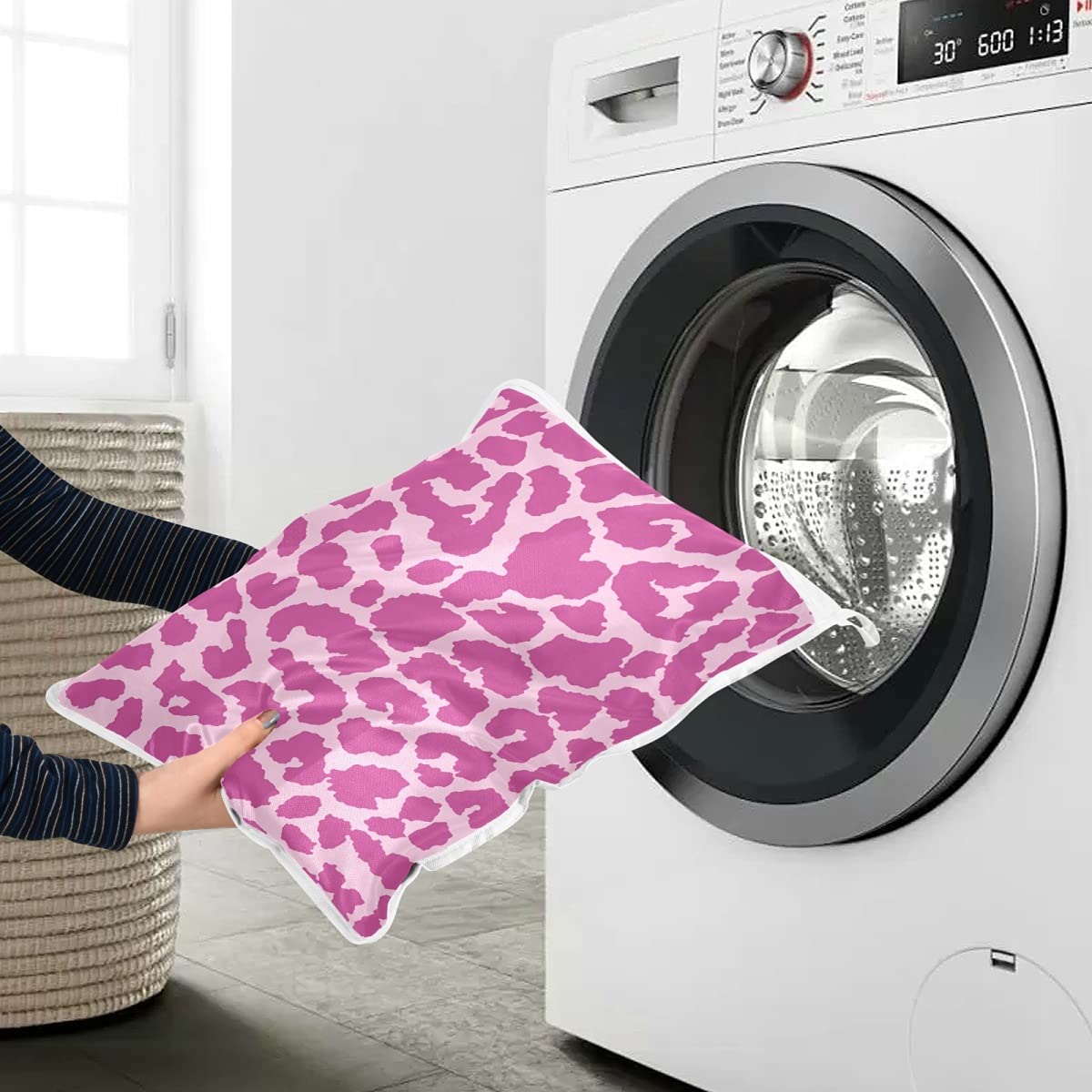 Pink Cheetah Print Mesh Laundry Bags for Delicates - 3 Pack Washing Organizer for Bras, Underwear, Socks & Lingerie | Travel Storage Solution for Gentle Garment Care | Perfect for College Dorms, Gym Bags & Vacation Packing