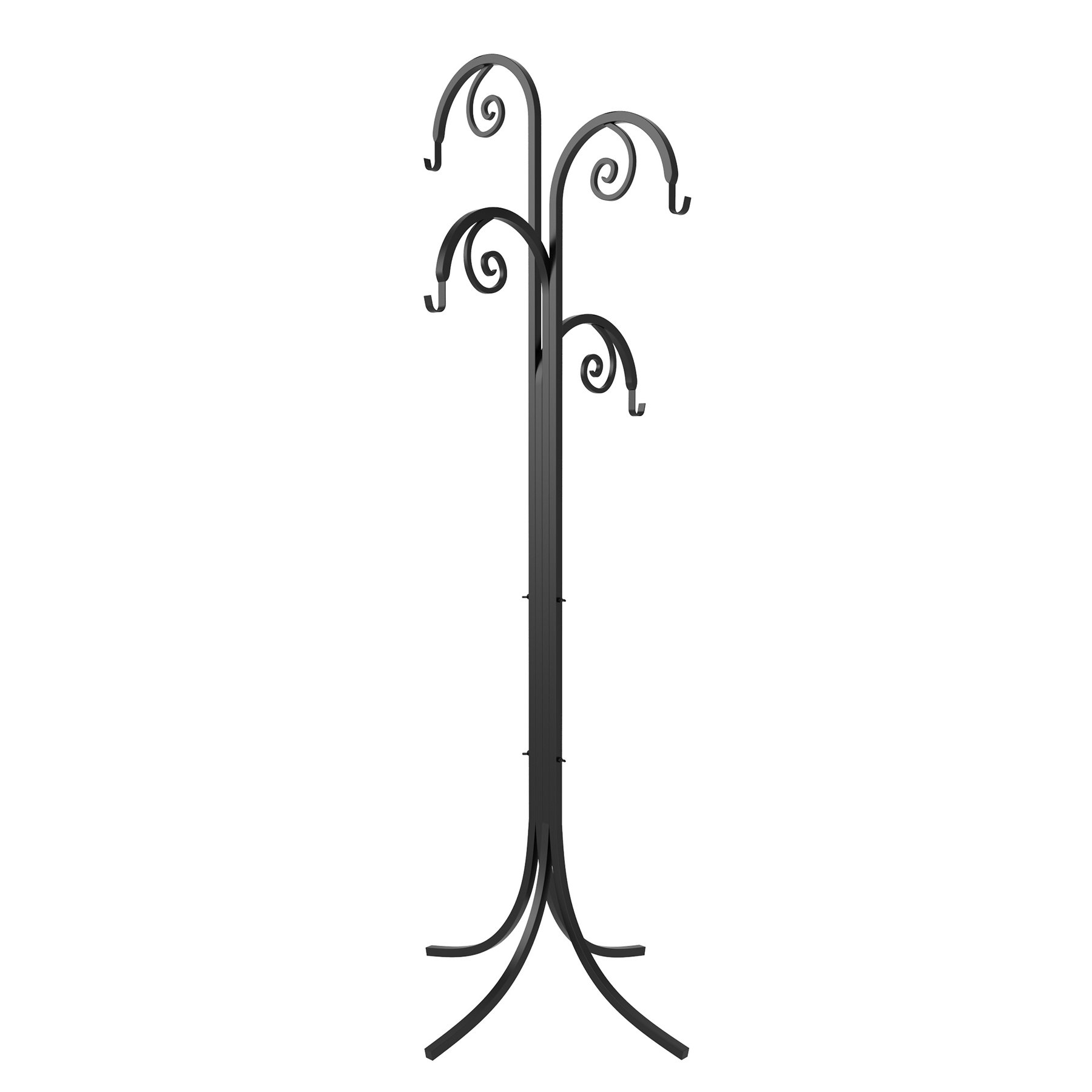 Panacea 88155 4-Way Scroll Basket Hanger - 72 Inch Black Metal Plant Hook for Hanging Baskets, Flower Pots & Home Decor - Perfect for Indoor & Outdoor Gardens, Patios & Balconies