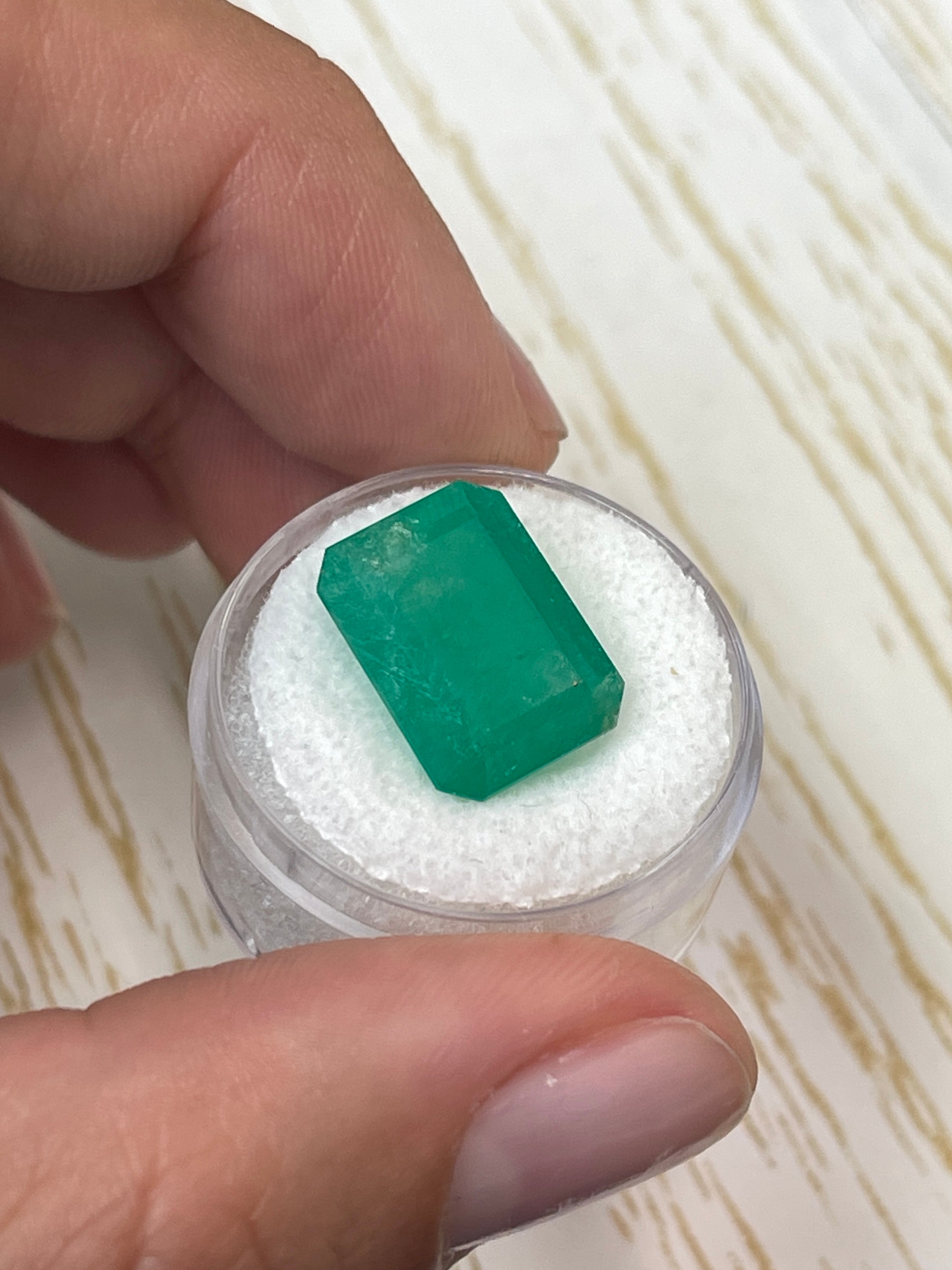 12.13 Carat Natural Colombian Emerald Loose Gemstone - 15.5x11.5mm Emerald Cut for Jewelry Making & Engagement Rings