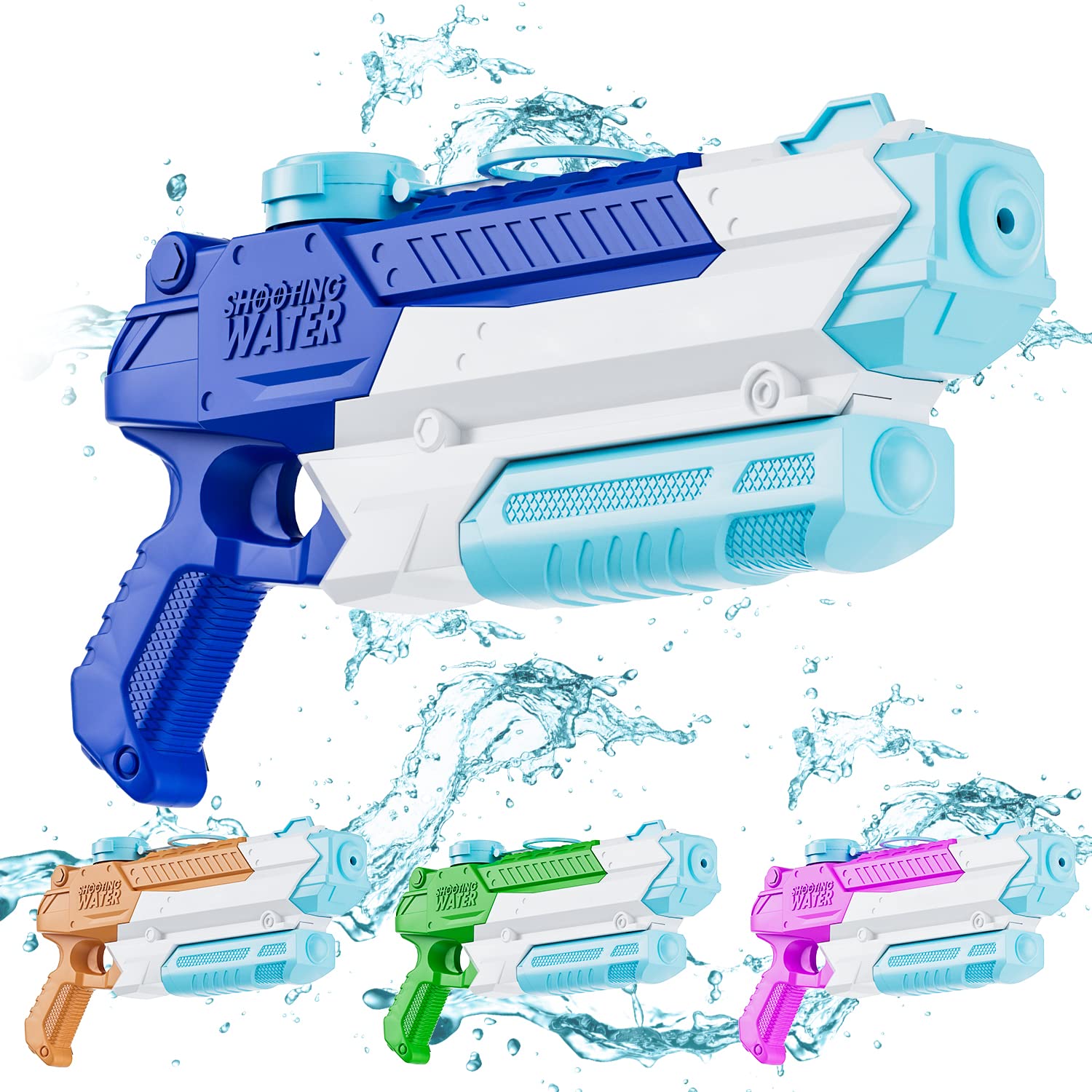 **4 Pack 400CC High Capacity Water Guns for Kids & Adults - 40ft Long Range Super Soaker Squirt Toys, Perfect for Pool, Beach, Backyard & Outdoor Summer Fun - Best Gifts for Boys & Girls**