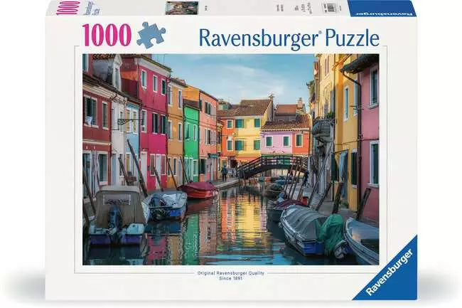 Burano 1000 Piece Jigsaw Puzzle - Colorful Venetian Island Landscape - Perfect for Family Game Night & Stress Relief