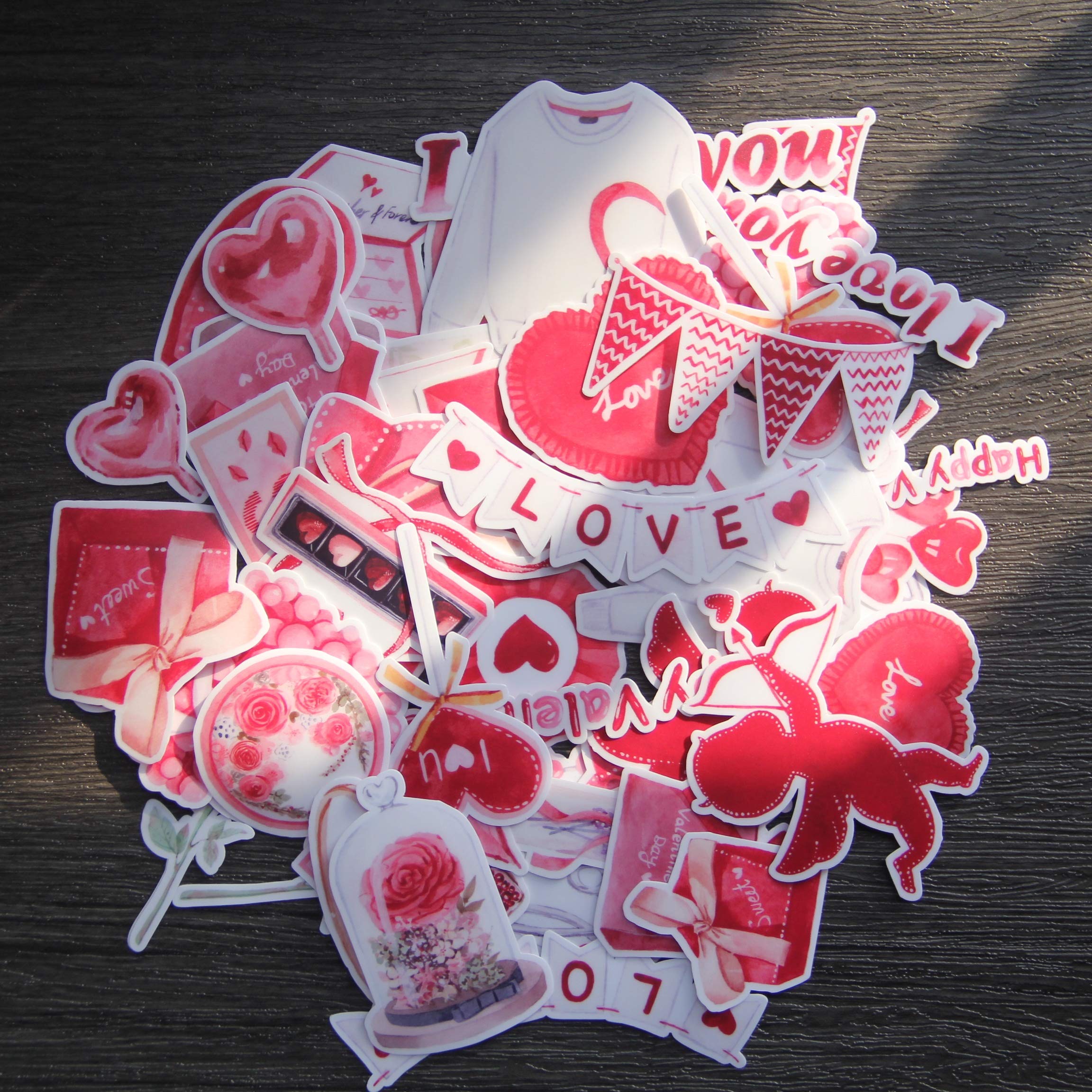 56pcs Waterproof Valentine's Day Stickers - Sweet Love Romantic Vinyl Decals for Scrapbooking, Laptop, Water Bottle, Journaling | Perfect for DIY Crafts, Gift Wrapping & Personalized Decorations