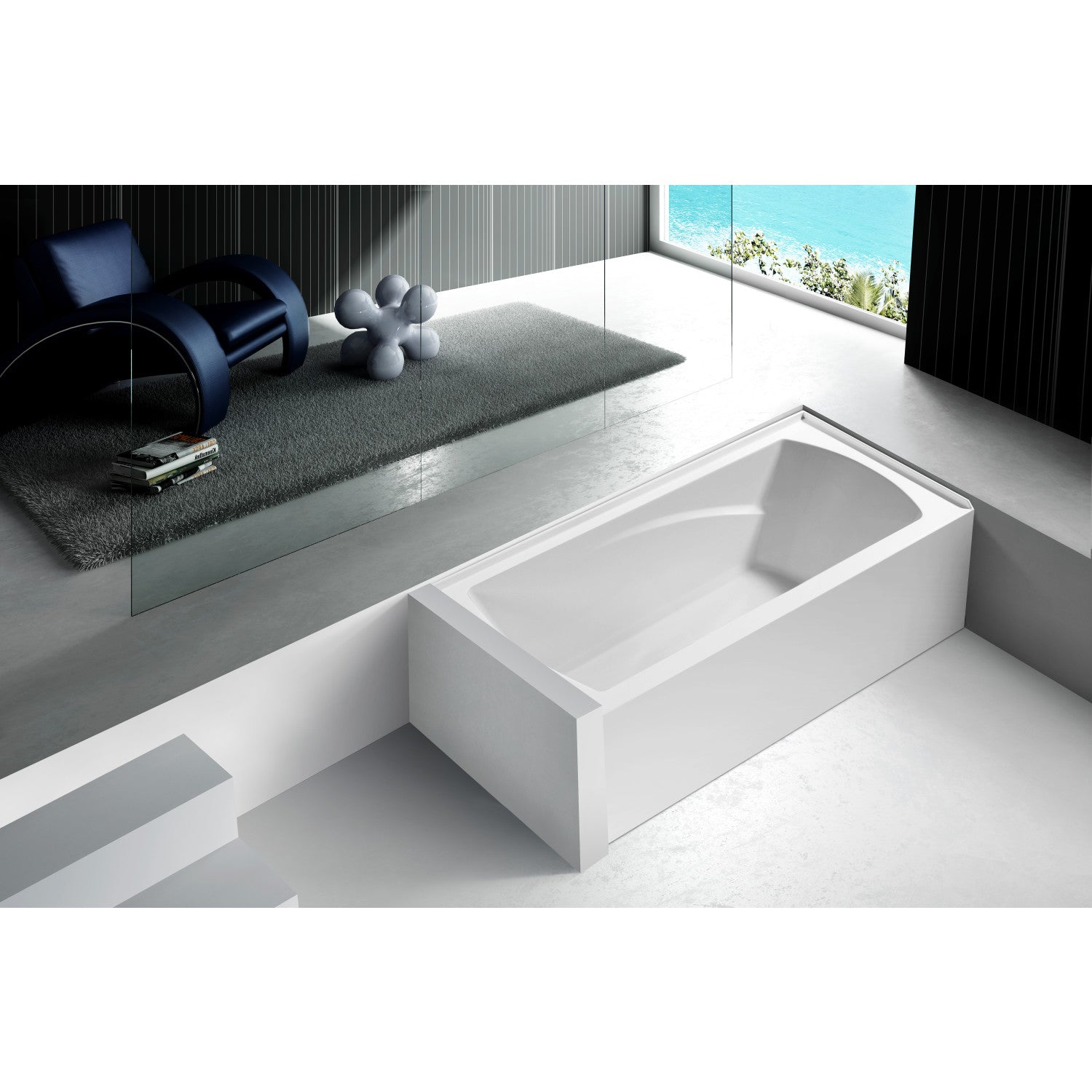 Aqua Eden VTAM6032L21 60-Inch Acrylic Rectangular 3-Wall Alcove Bathtub with Armrests, Left-Hand Drain, Glossy White - Perfect for Modern Bathroom Renovations and Spa-Like Relaxation