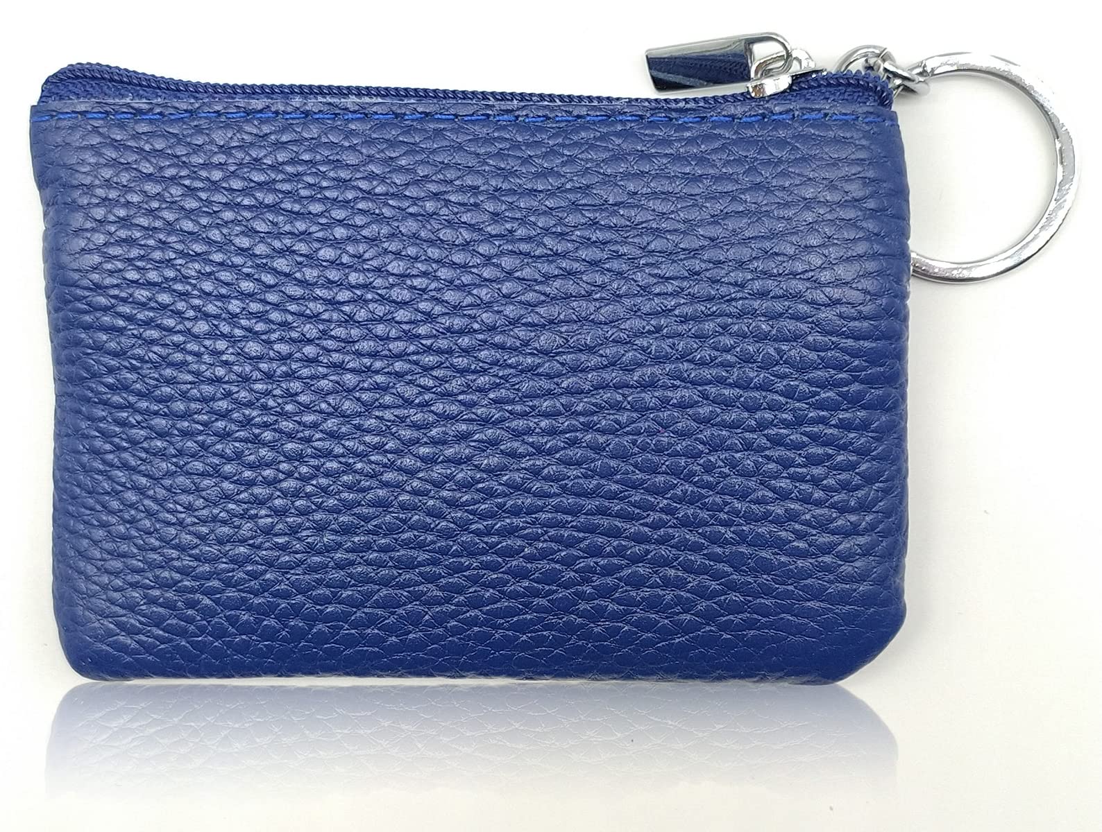 iToolai Genuine Leather Mini Keychain Purse - Small Zipper Coin Wallet & Credit Card Holder for Women (Royal Blue) - Perfect for Keys, Cards, Cash & Everyday Essentials