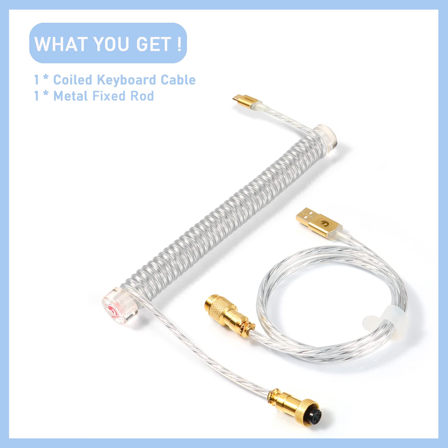 Custom Coiled Gaming Keyboard Cable - 8KHz USB-C with Aviator Connector for Pro Gamers