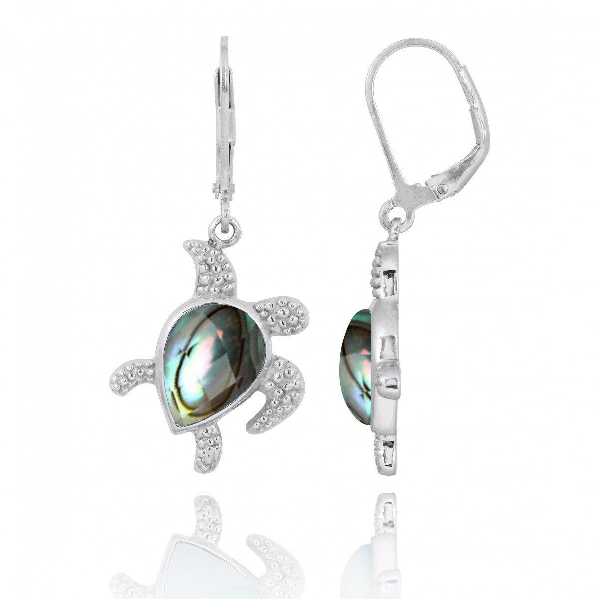 Handmade Abalone Shell Sea Turtle Stud Earrings - Boho Beach Jewelry for Women - Perfect for Summer Vacations & Beach Weddings