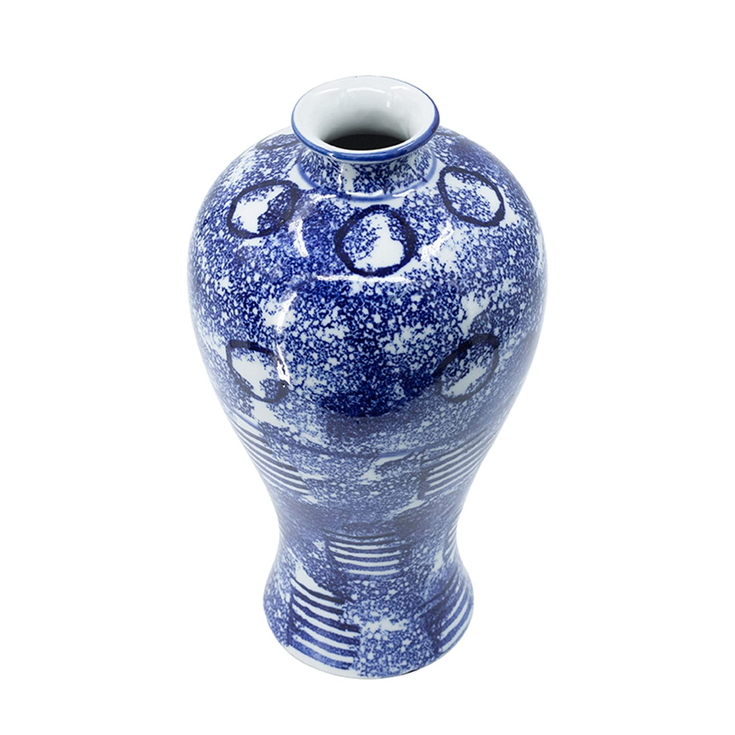 A&B Home 13'' Blue and White Porcelain Vase - Handcrafted Ancient Style Ceramic Flower Pot for Home Decor | Perfect for Living Room, Bedroom, or Office Centerpiece