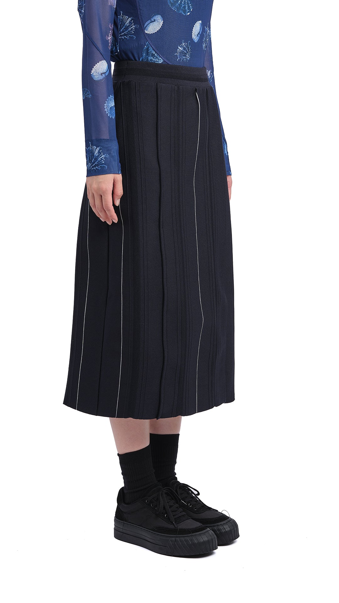 Stylish Knitted Contrast Stitch Pencil Skirt for Women - Office Wear, Business Casual & Party Outfits