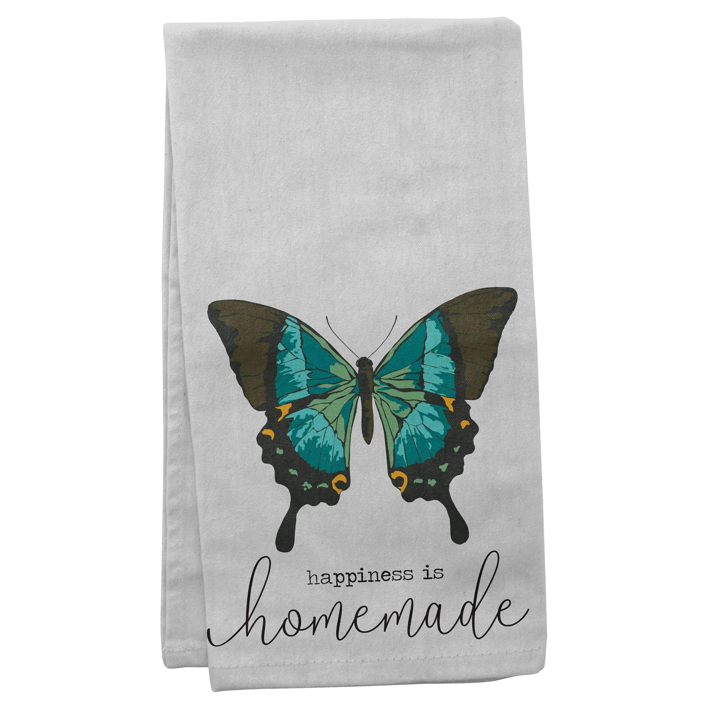 Butterfly Sweet Sentiments Tea Towel - Karma Gifts | Elegant Kitchen Towel for Tea Lovers, Home Decor & Thoughtful Gifts