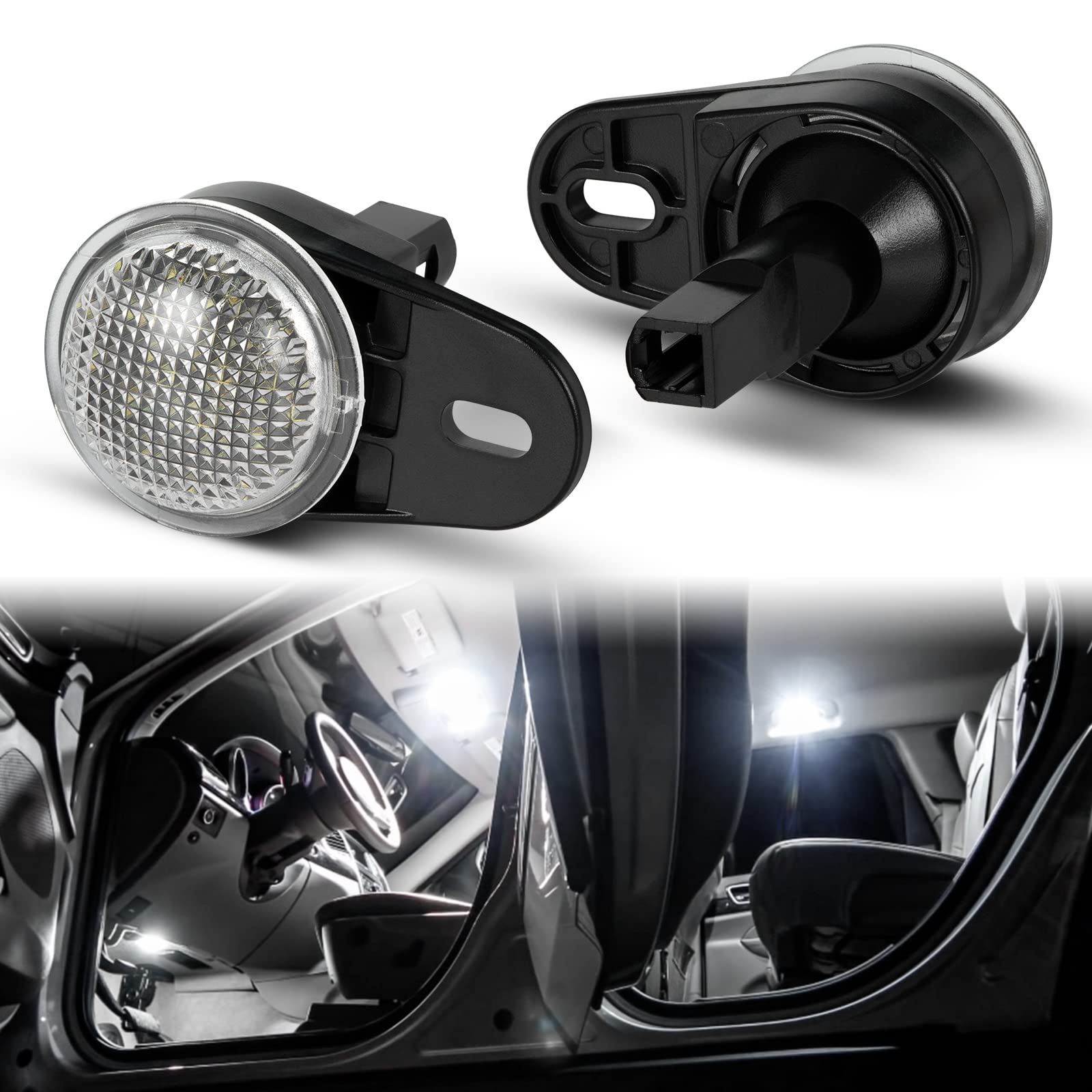 POPMOTORZ LED Interior Courtesy Lights 12V Footwell Lights Under Dashboard Car Floor Lamp - Compatible with Dodge RAM, Durango, Nitro, Jeep Wrangler, Liberty, Grand Cherokee (2-Piece Set) - Perfect for Night Driving, Interior Ambiance, and Enhanced Visibility