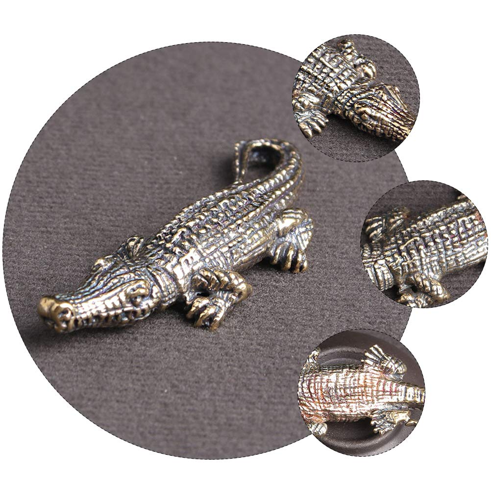 BESPORTBLE 2-Piece Crocodile-Shaped Copper Pet Ornament for Office Desk Decor - Perfect for Home, Office, and Gift Giving