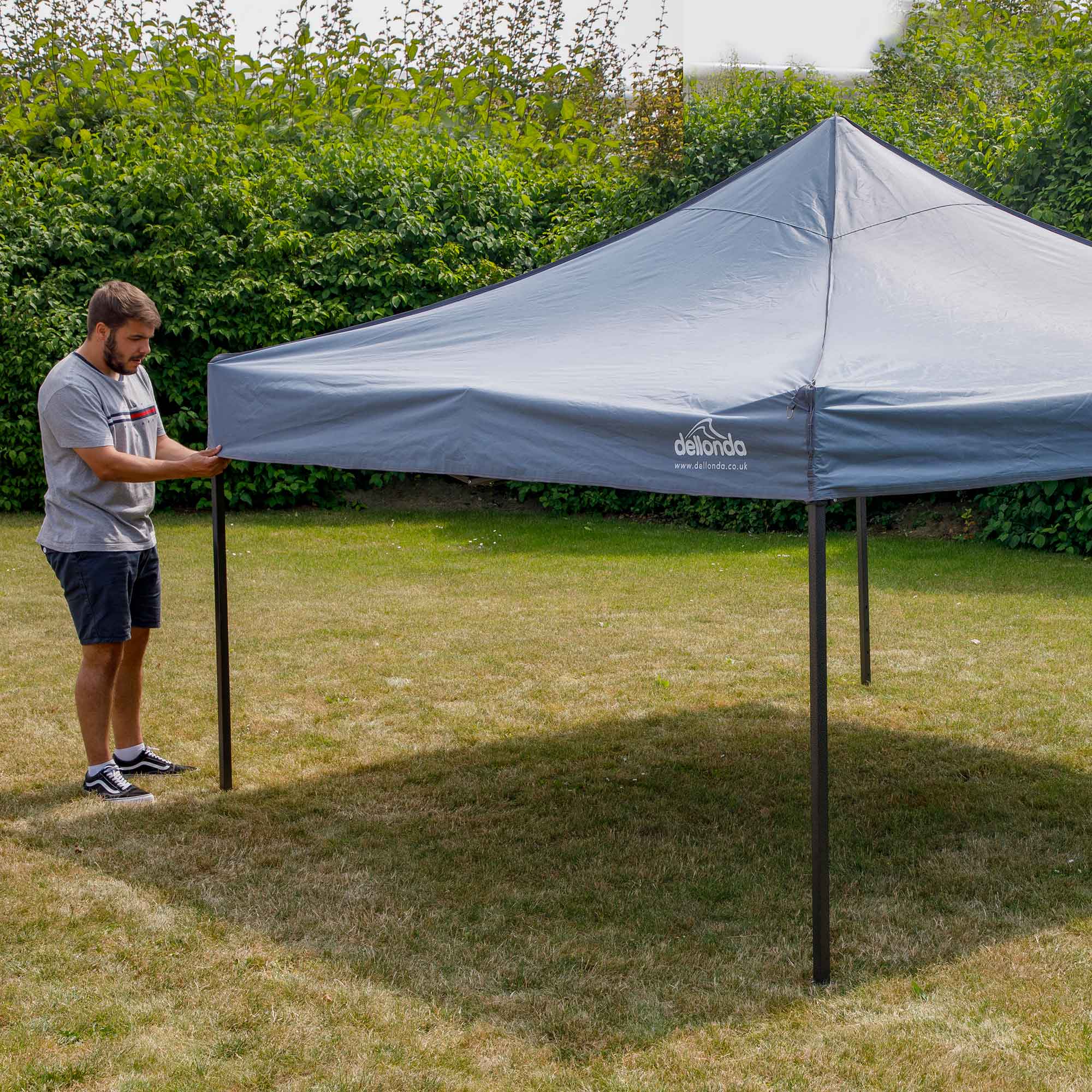 Premium 3x3m Pop Up Gazebo with Side Walls - Water Resistant, Portable Canopy Tent with Carry Bag, Rope, Stakes & Weight Bags - Grey (DG167) - Perfect for Camping, Backyard Parties, and Outdoor Events