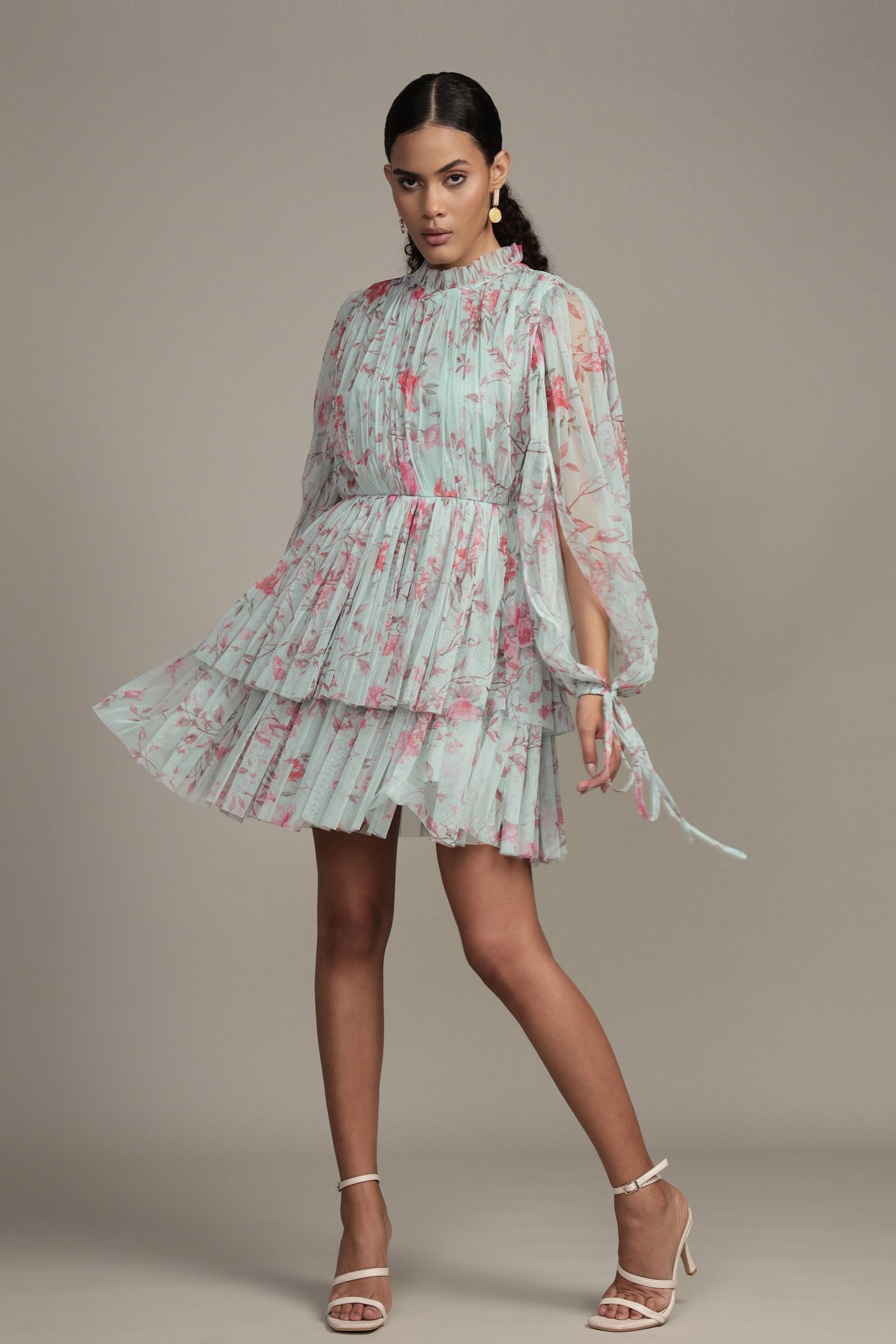 Randee Mini Dress in Sage Print - Flowy Summer Dress for Women, Boho Chic Floral Print, Casual & Party Wear, Perfect for Beach, Vacation, and Date Nights