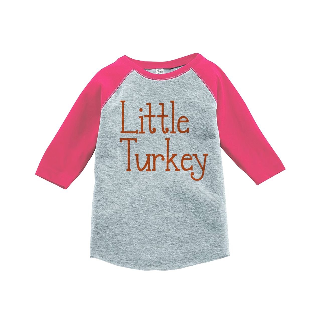 Custom Kids Thanksgiving Turkey Raglan T-Shirt - XL Pink Long Sleeve Party Shirt for Boys & Girls | Holiday Family Gatherings, School Events & Fall Festivals