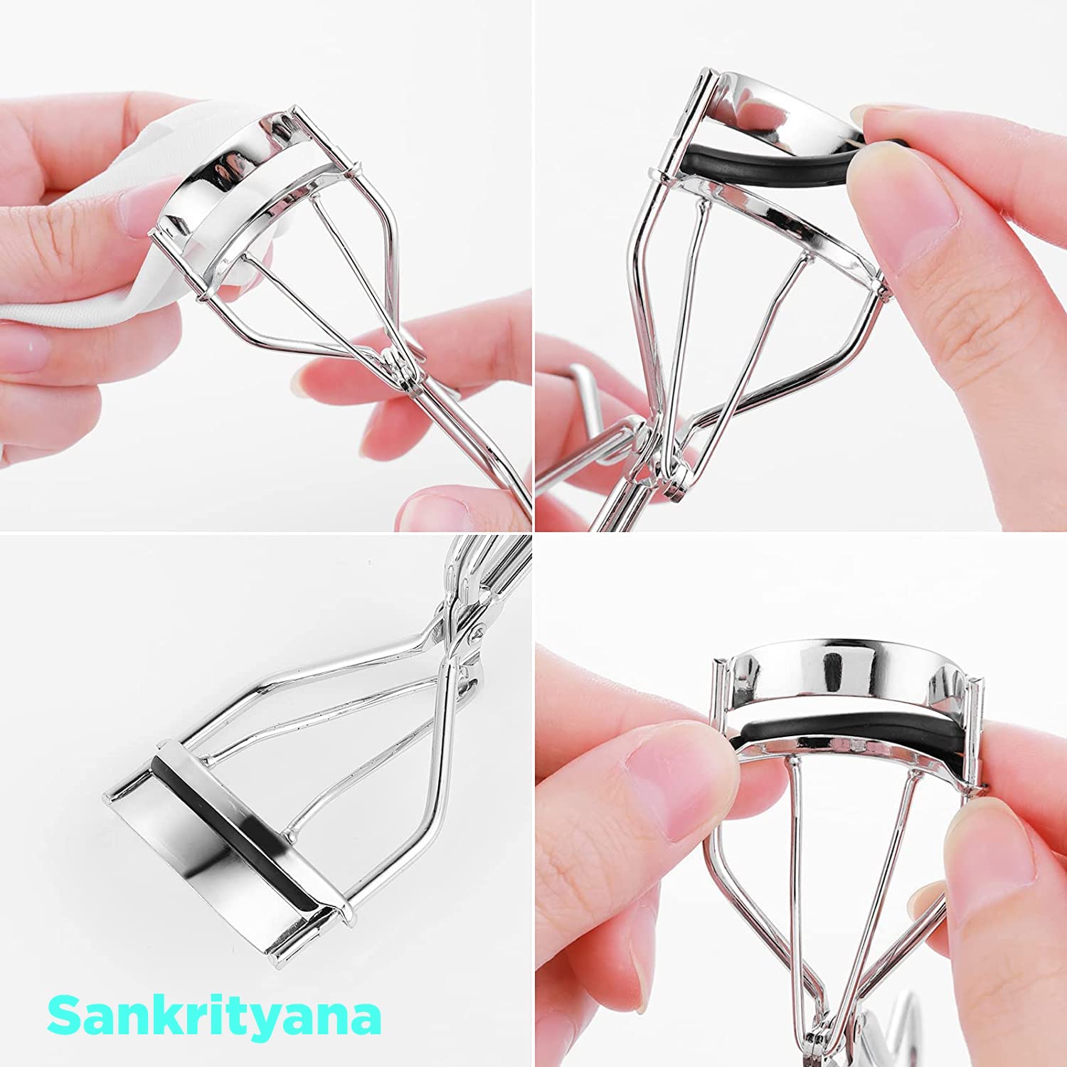 Premium Eyelash Curler with Comfort Grip - Effortlessly Curls Short & Small Lashes | Strong Spring Design for Long-Lasting Curls | Universal Fit for All Eye Shapes (Silver) | Perfect for Daily Makeup, Bridal Looks & Professional Salon Use