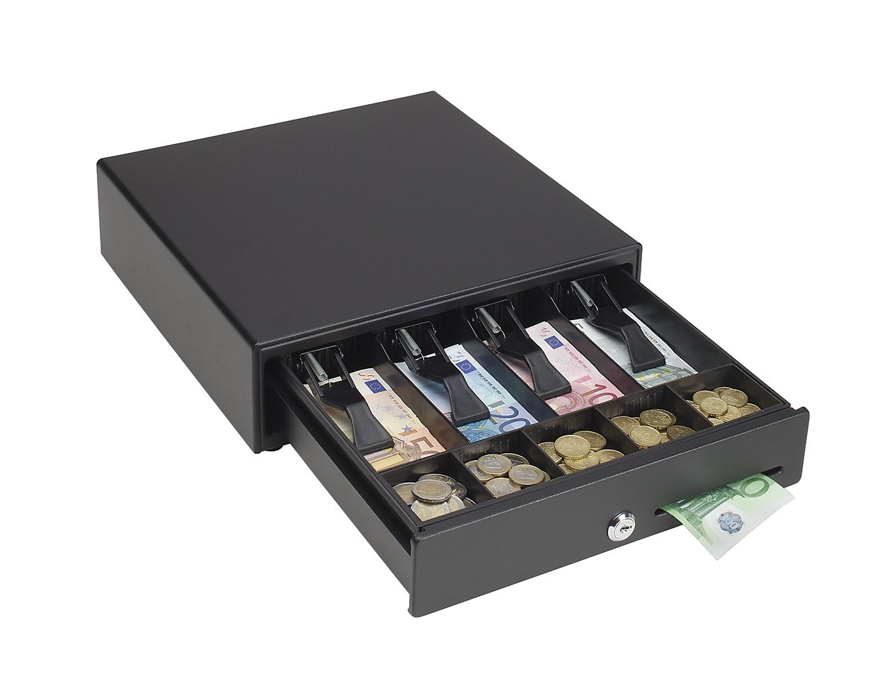MMF Industries VAL-u Line Electronic 24VDC Cash Drawer with Kwik Kable - 13 x 13 Inches Black (22613313C21204A) for Retail Stores, Restaurants & POS Systems