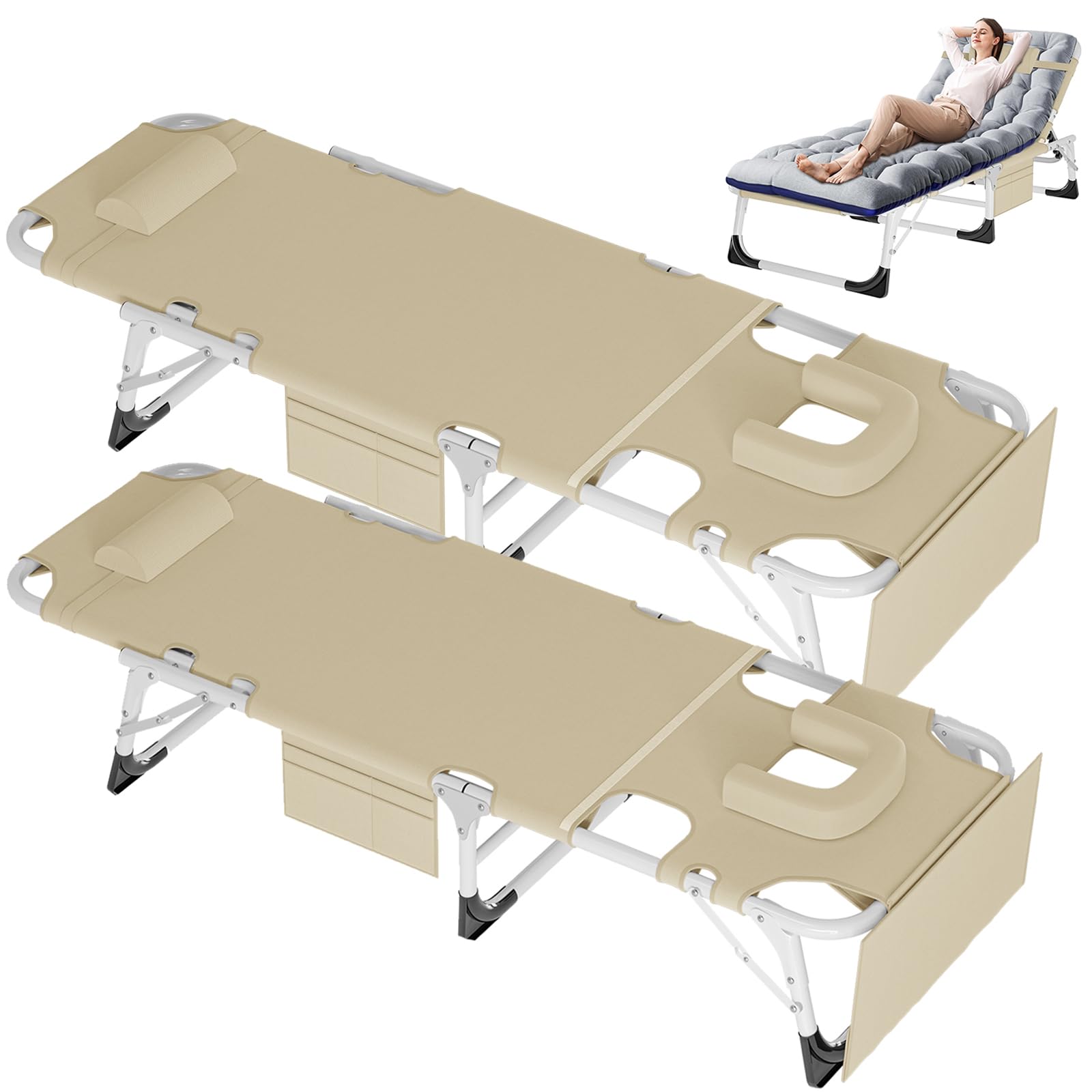 Premium Heavy Duty Tanning Chair with Face Hole - Adjustable 5-Position Folding Chaise Lounge for Outdoor Sunbathing | Portable Lay Flat Beach Chair for Pool, Lawn, Camping & Backyard Relaxation | Perfect for Beach Vacations, Backyard Lounging and Summer Outdoor Activities