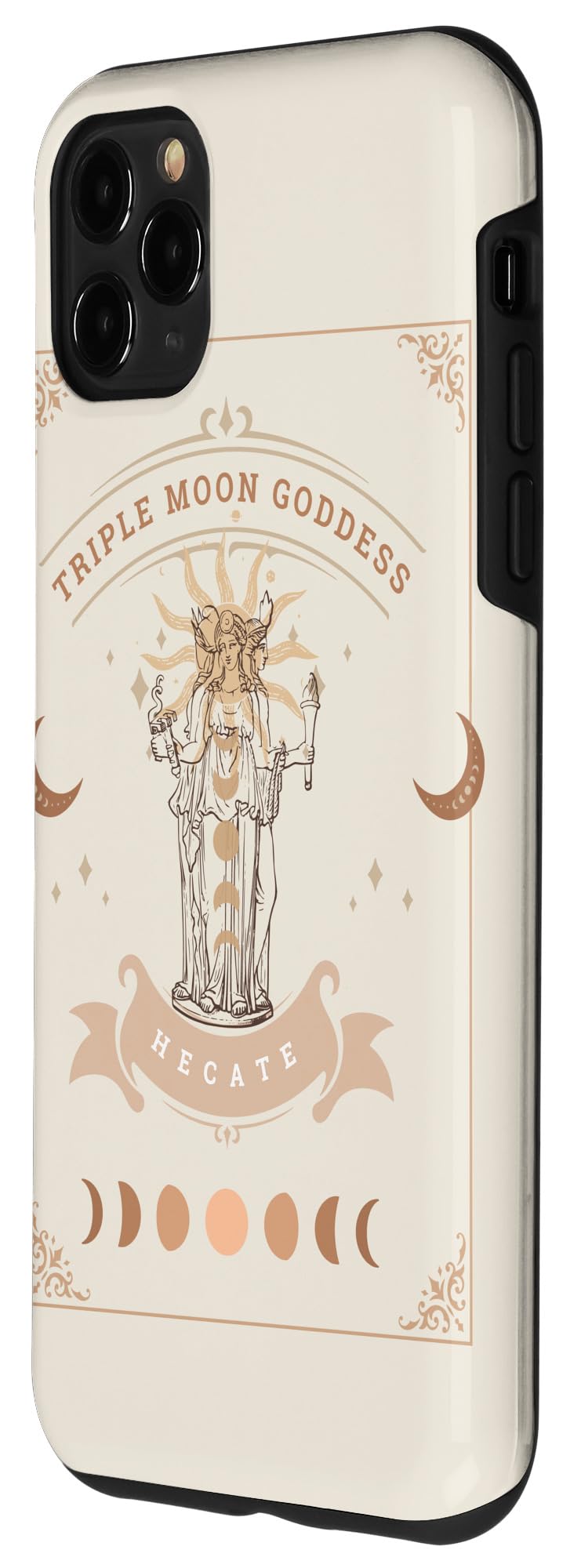 iPhone 11 Pro Max Case - Triple Moon Goddess Hecate Celestial Design with Mystical Tarot Pattern | Protective Phone Cover for Women & Men | Perfect for Witches, Pagans & Spiritual Practitioners