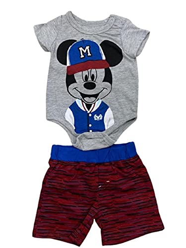 Disney Mickey Mouse or Batman 2-Piece Newborn Baby Outfit Set (Bodysuit + Shorts) - 100% Soft Cotton, 0-3 Months - Perfect for Photoshoots, Gifts & Everyday Wear