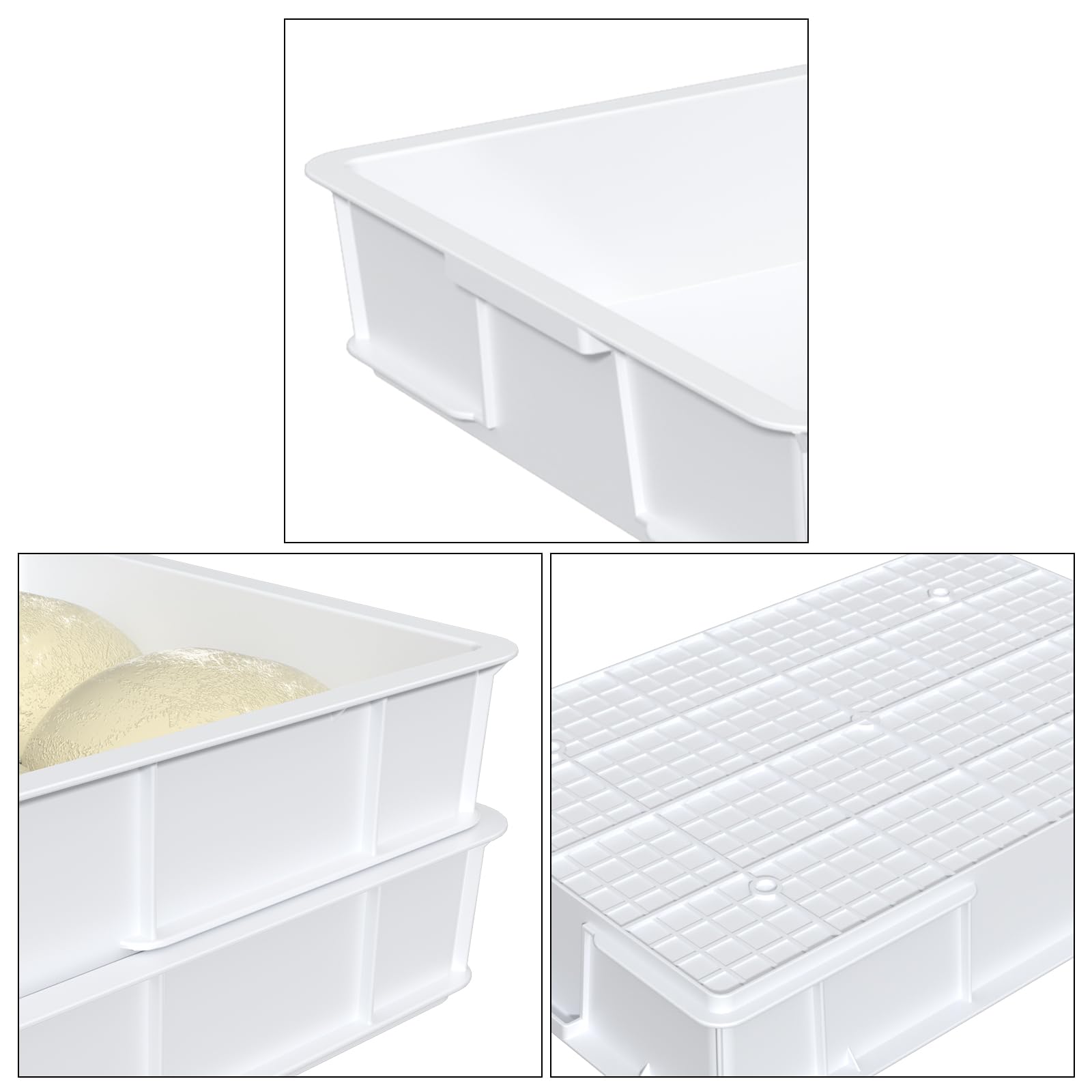 Commercial Stackable Pizza Dough Proofing Box - Large Dough Proofing Container Trays (Pack of 4) for Bakeries, Pizzerias & Home Baking | Perfect for Bulk Dough Rising & Storage