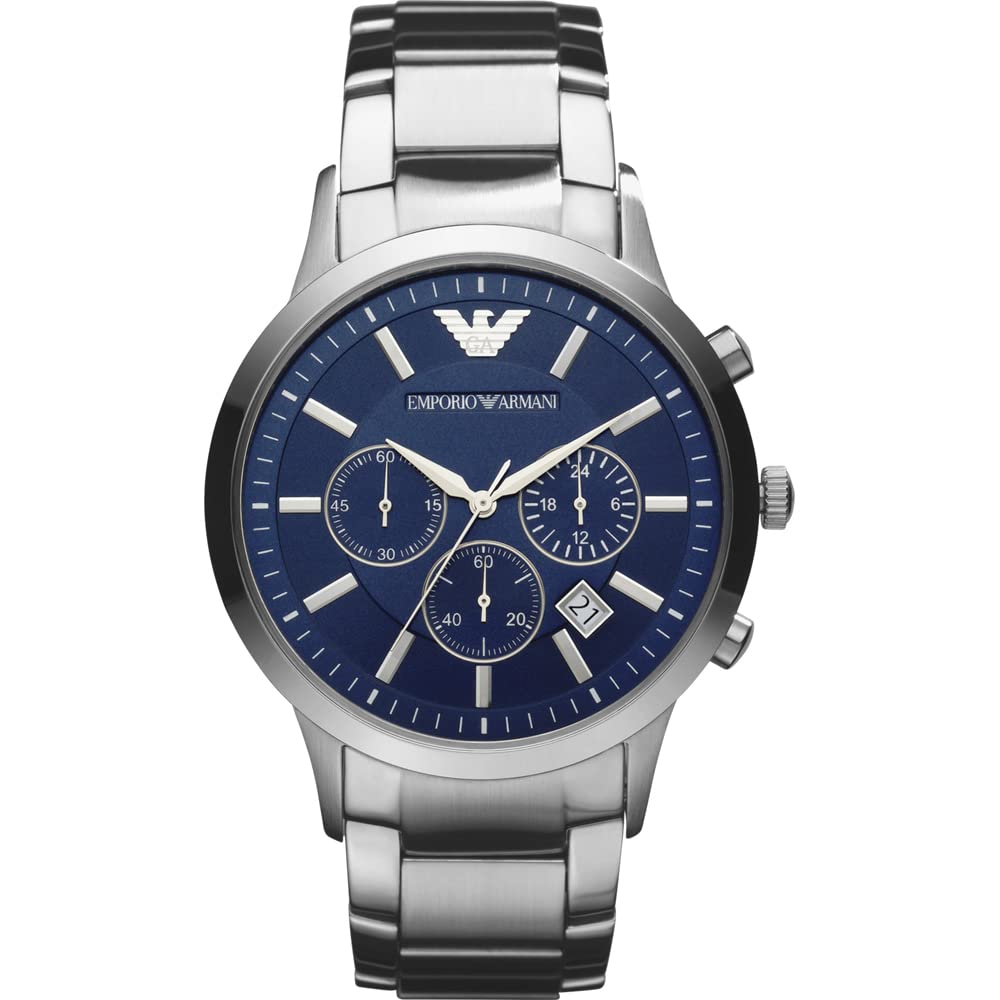 Emporio Armani Men's Luxury Chronograph Dress Watch - Waterproof Stainless Steel for Business, Formal & Everyday Wear
