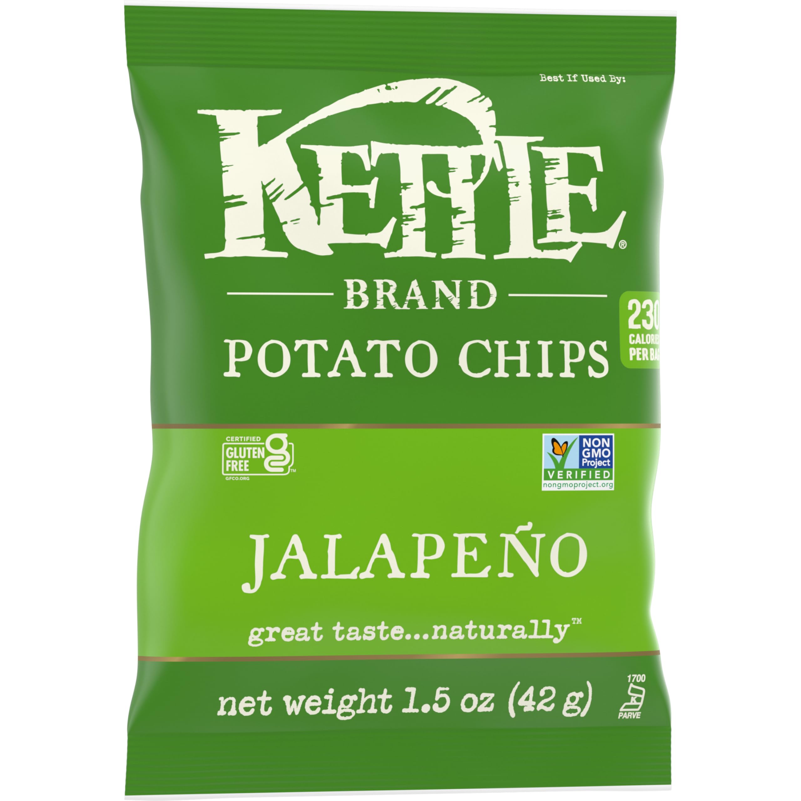 Kettle Brand Jalapeno Flavored Potato Chips - 1.5 Oz Snack Bags (Pack of 24) | Crunchy Spicy Snacks for Parties, Picnics & On-the-Go | Gluten-Free & Non-GMO