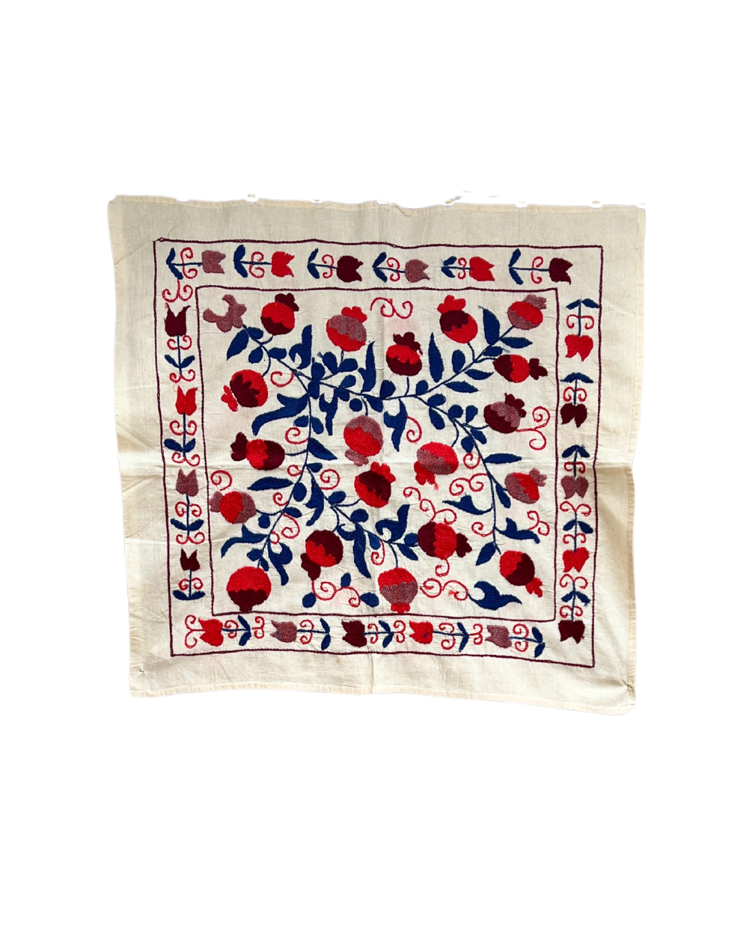 Extra Small Suzani 05 - Handmade Cotton Pillow Cover - Boho Home Decor for Living Room, Bedroom & Nursery