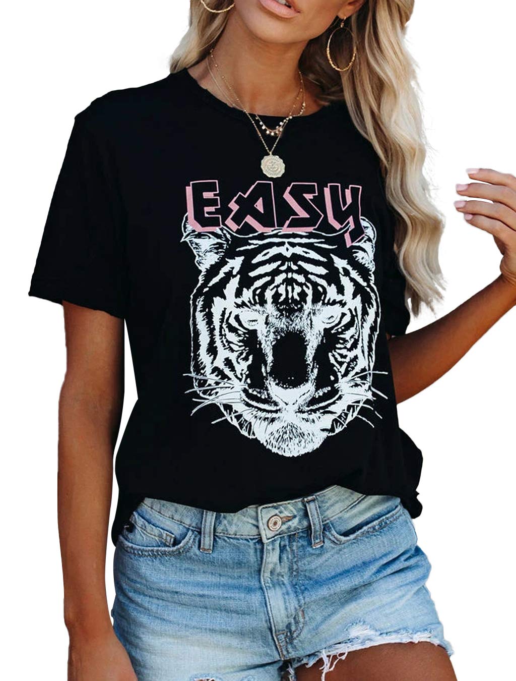 Women's Fashion Short Sleeve Crew Neck Graphic Tee - Casual Basic T-Shirt & Blouse for Everyday Wear | Perfect for Work, Weekend Outings & Street Style