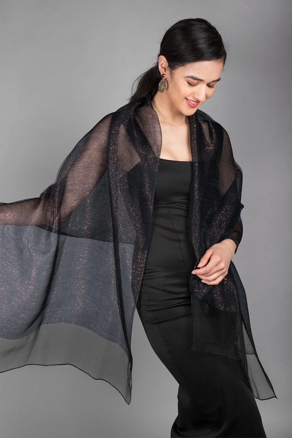 Silk Sparkle Wrap Scarf for Women - Elegant Glitter Shawl for Evening Parties, Weddings & Special Occasions