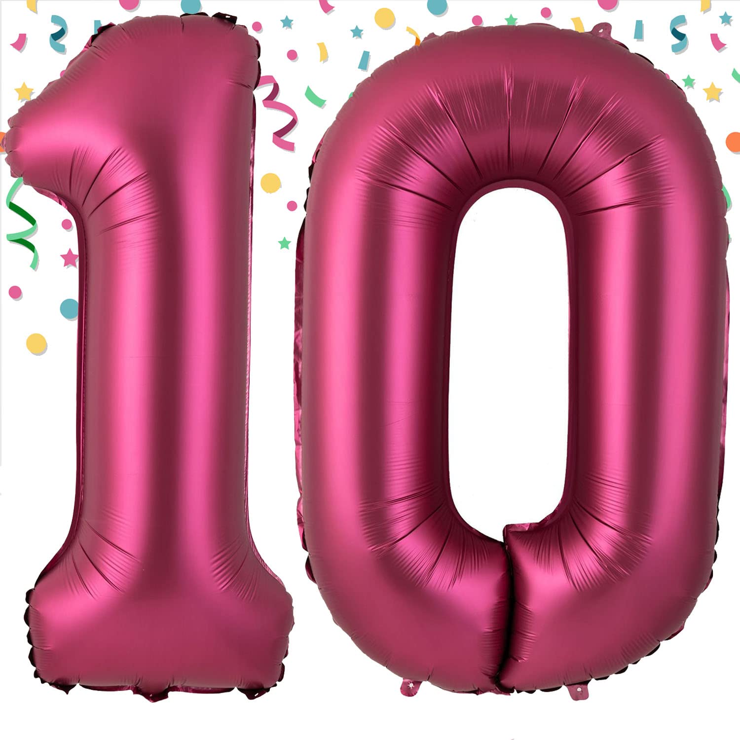 40 Inch Burgundy Number 10 Foil Balloons - Set of 10 for 10th Birthday Party Decorations | Anniversary, Graduation & Milestone Celebration Supplies | Perfect for Home, School, Event & Photo Backdrop Decor