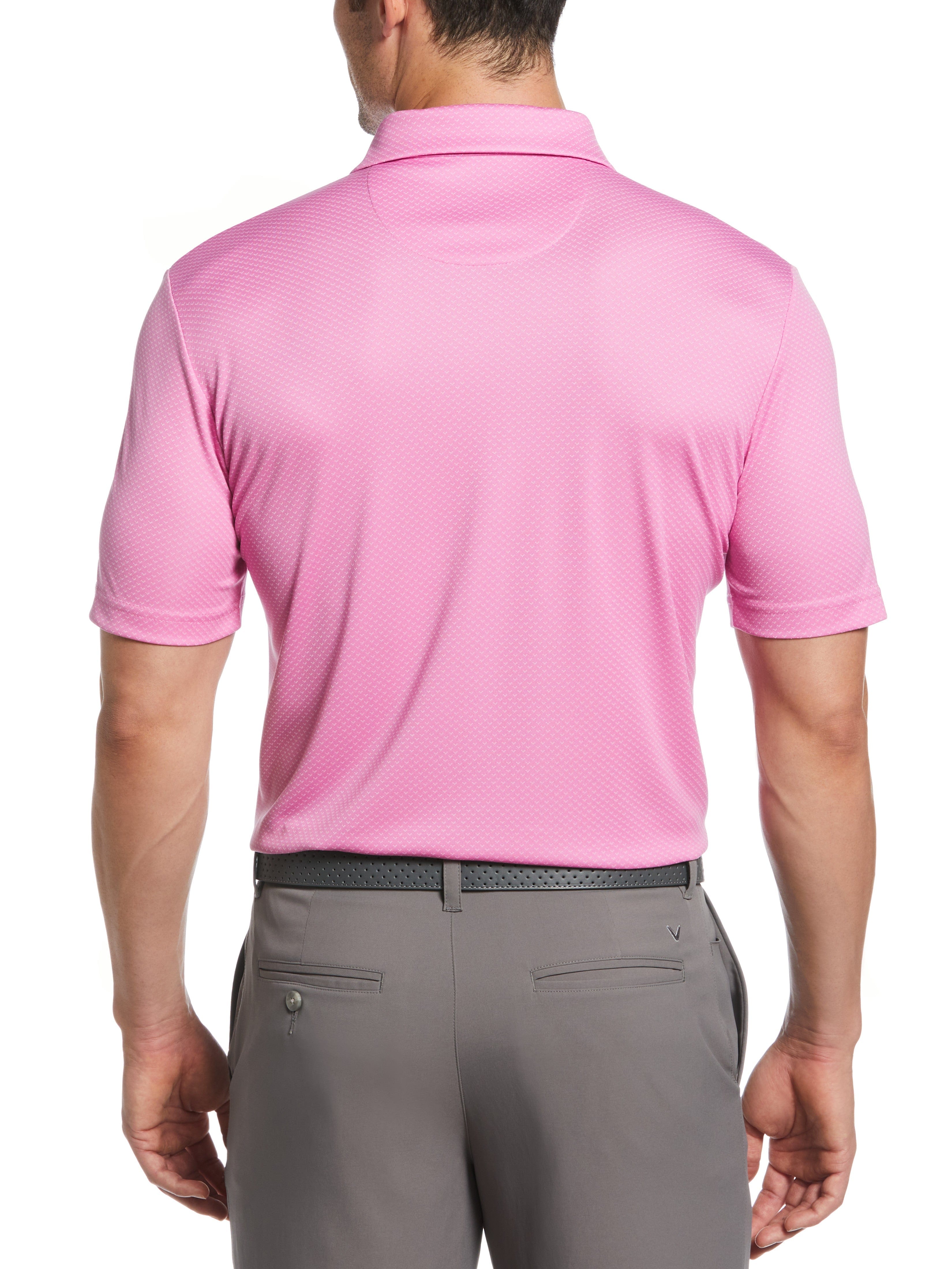 Men's Performance Spin Chevron Jacquard Golf Polo Shirt - Moisture Wicking & UV Protection for Golf, Tennis & Casual Wear
