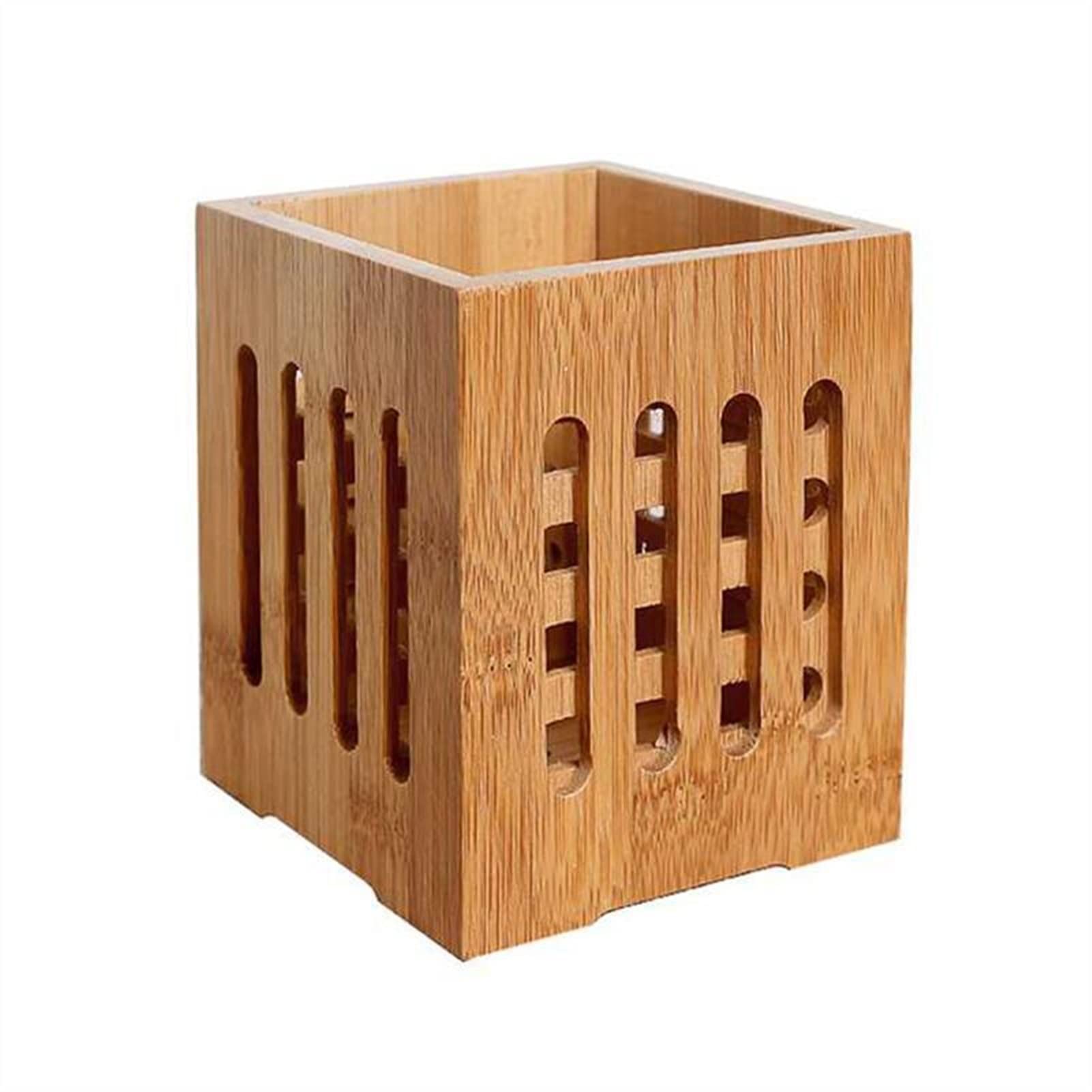 Bamboo Cutlery Holder - Durable Chopsticks & Utensil Organizer for Kitchen, Restaurant - Holey Tableware Drying Canister, Spatula Storage Bucket - Perfect for Dish Rack, Countertop & Dining Table Organization