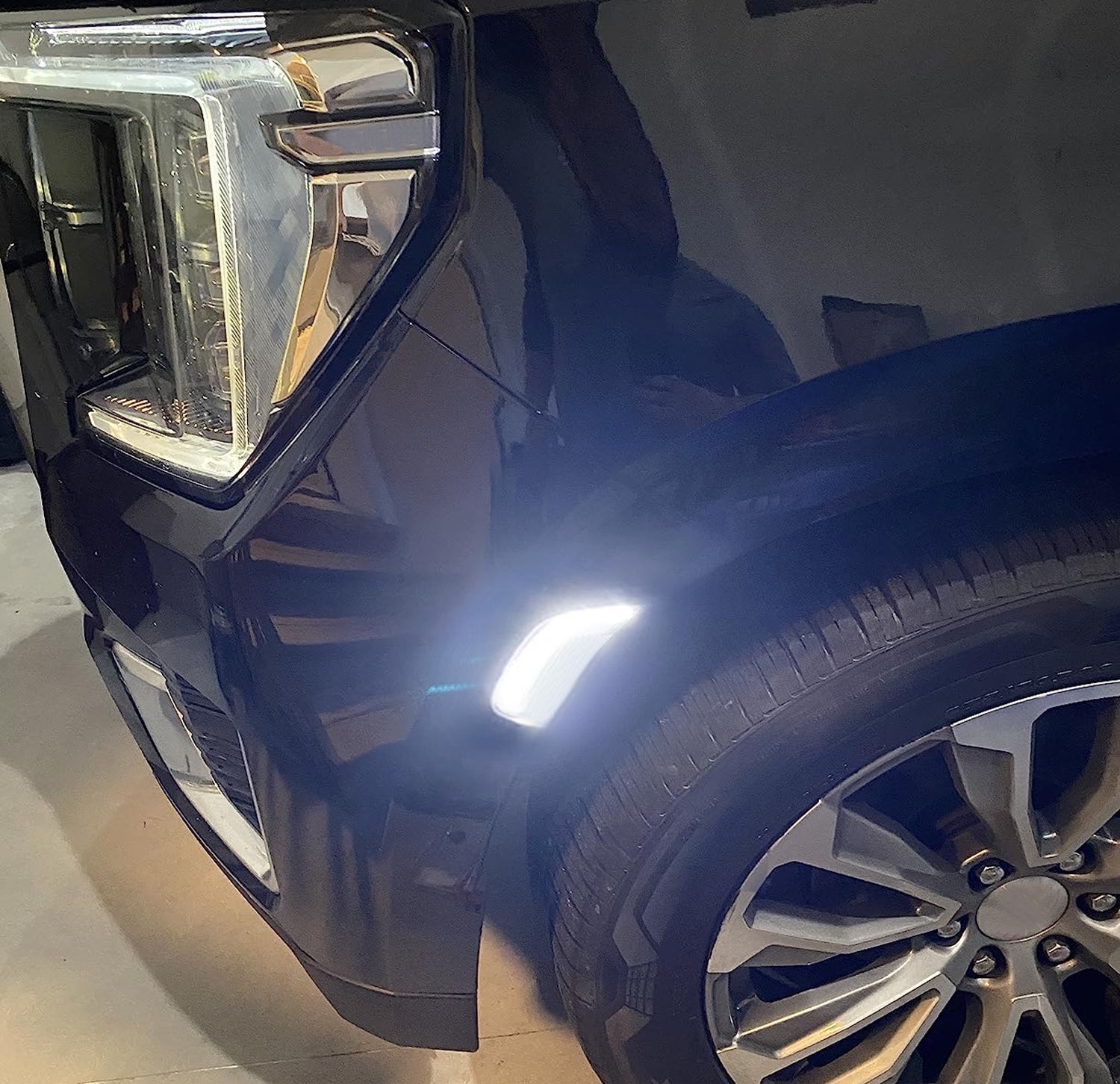 Clear Bold Arch White LED Front Side Markers for 2021-2024 GMC Yukon, Chevy Suburban, Cadillac Escalade - Enhanced Visibility & Style for Night Driving & Custom Builds