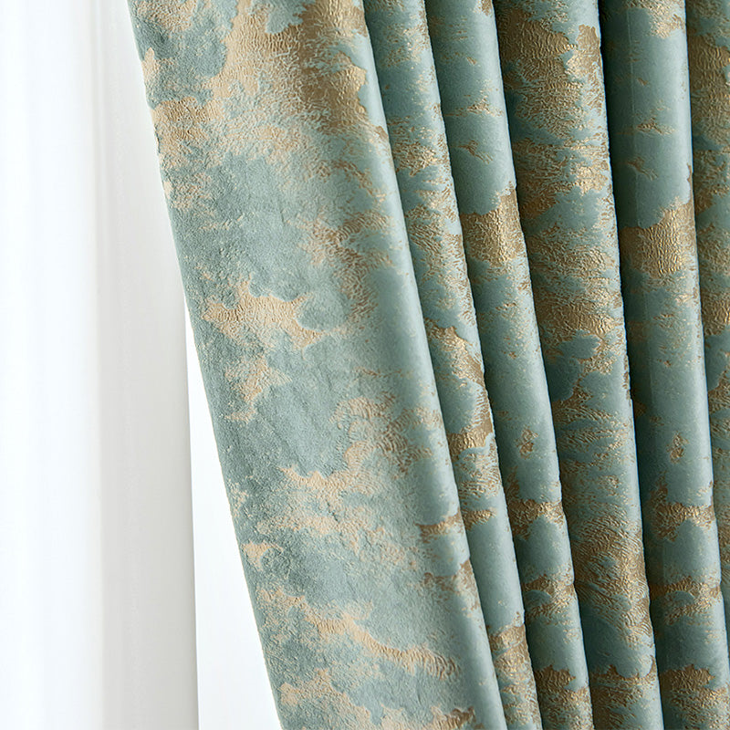 Zara Velvet Embossed Blackout Thermal Insulated Curtains - Green Luxury Window Drapes for Bedroom & Living Room, Noise Reducing & Energy Saving Home Decor