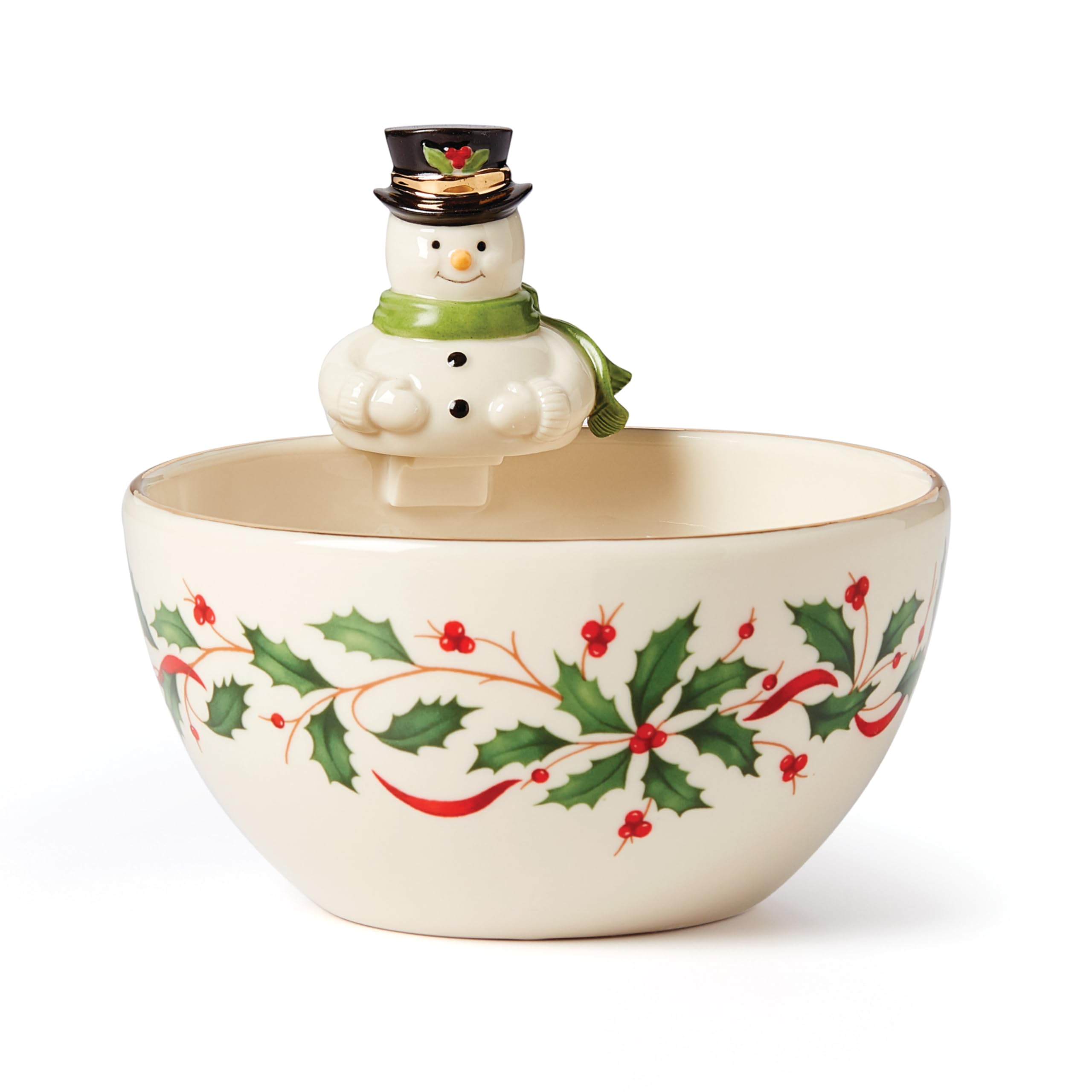 Lenox 893504 Holiday Snowman Bowl - Christmas Serving Bowl for Holiday Parties, Festive Decor & Gift Giving - Perfect for Christmas Dinner, Cookie Display & Winter Table Setting