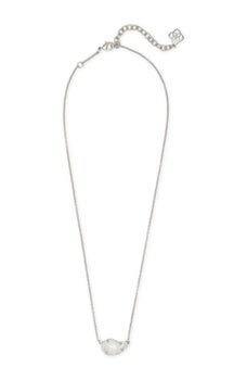 Kendra Scott Tansy Silver Plated Long Necklace with Mother of Pearl Pendant - Elegant Layered Jewelry for Women, Perfect for Office, Party & Special Occasions